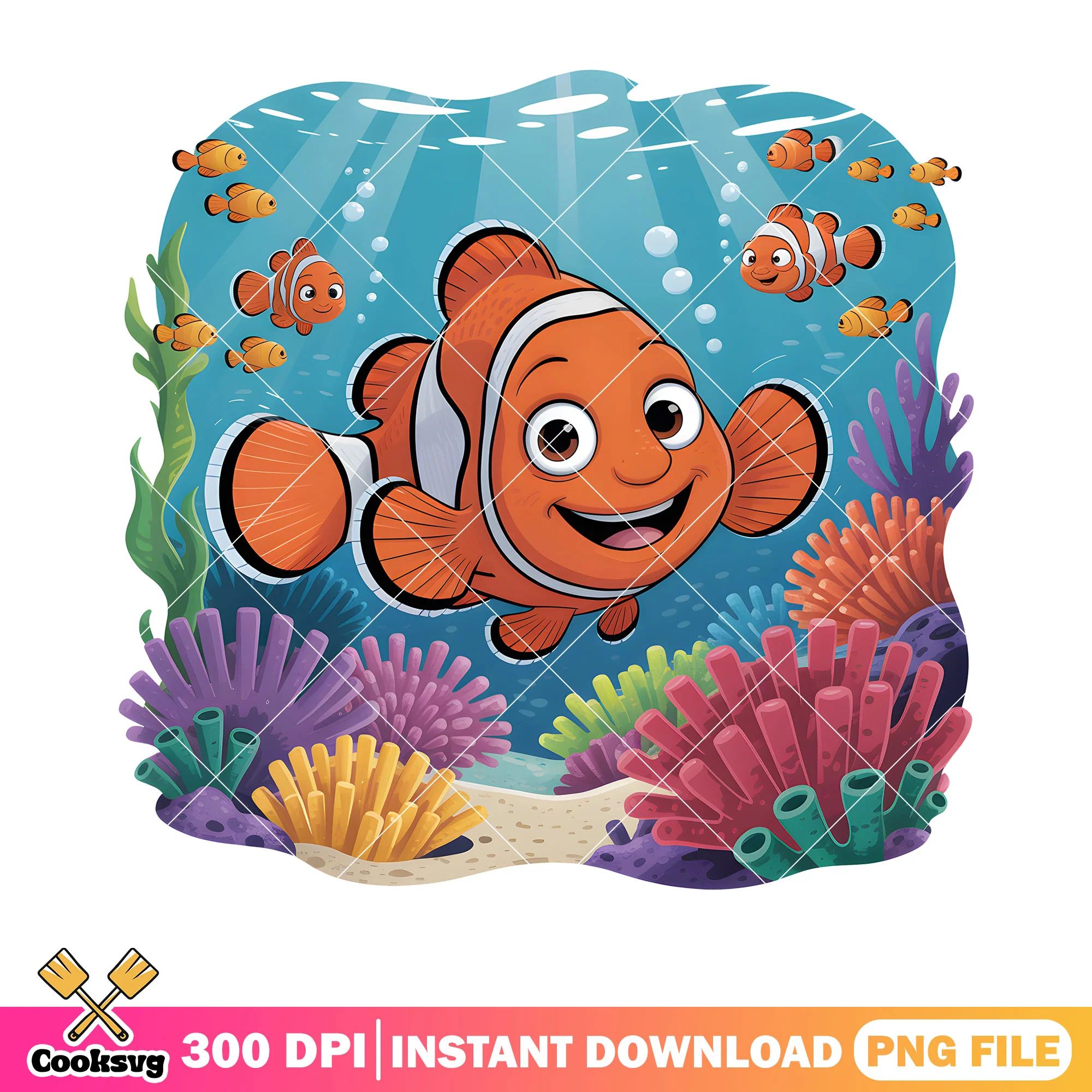 Happy happy nemo and coral png, disney poster png, finding nemo png