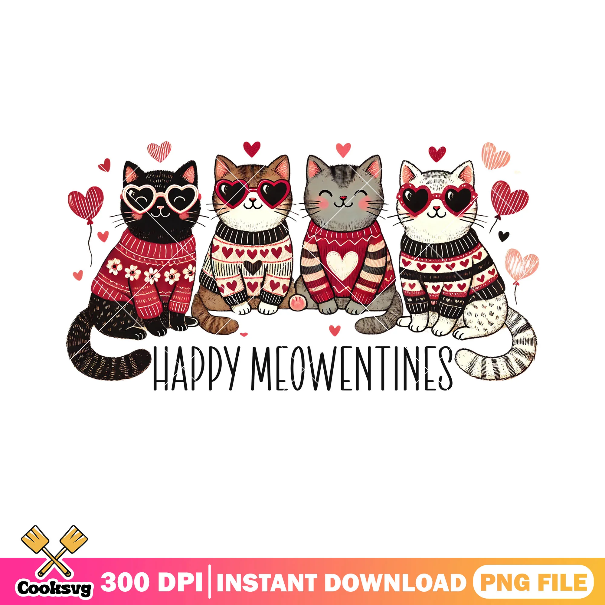 Happy meowtines png, valentines cat png, valentine gifts png