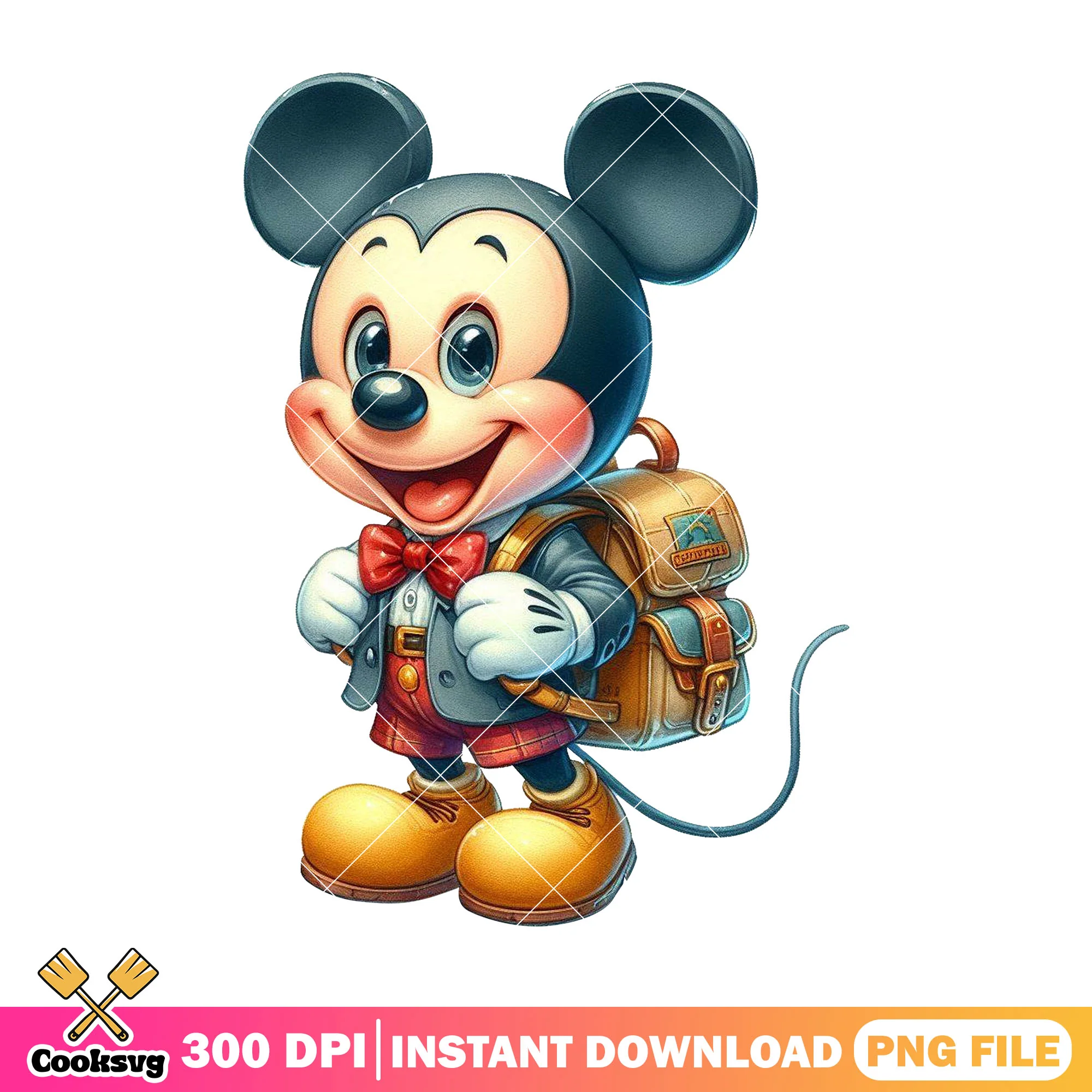 Happy mickey design file png, mickey mouse png, back to school art png