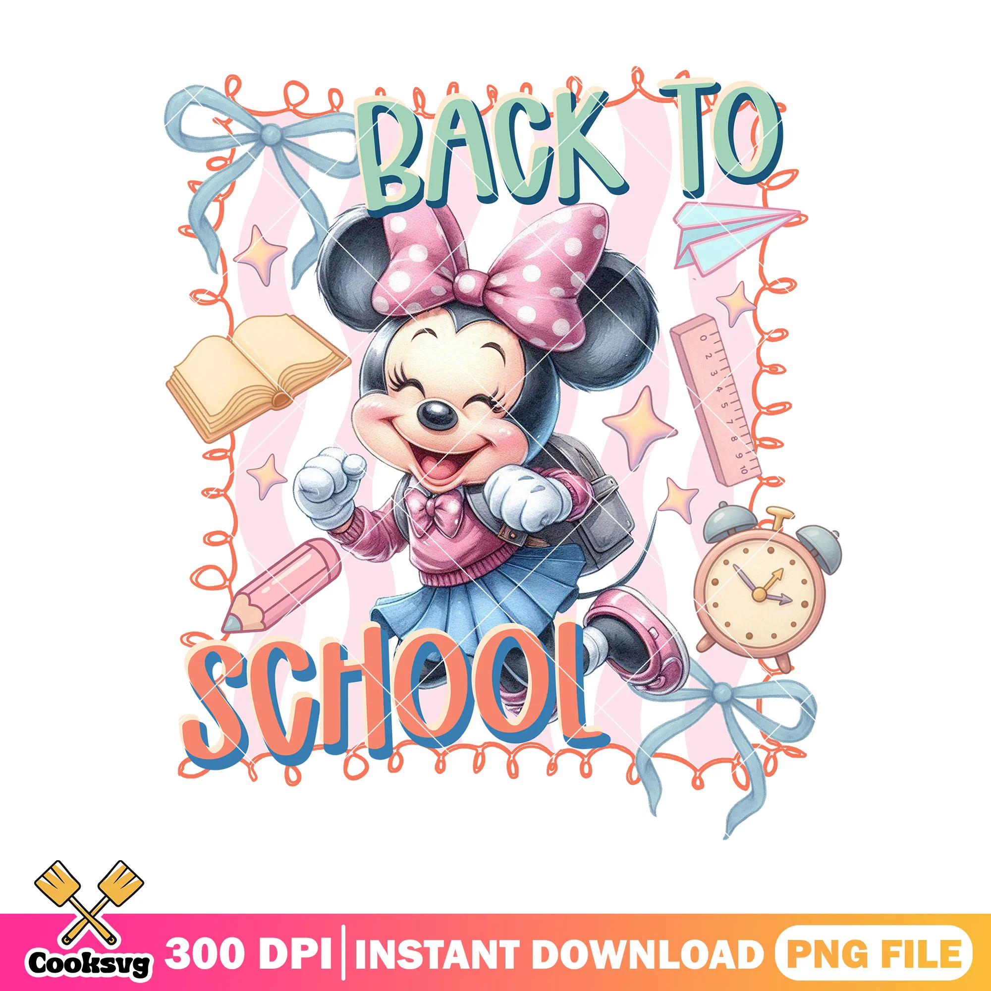 Happy minnie going school png, back to school poster png, minnie png