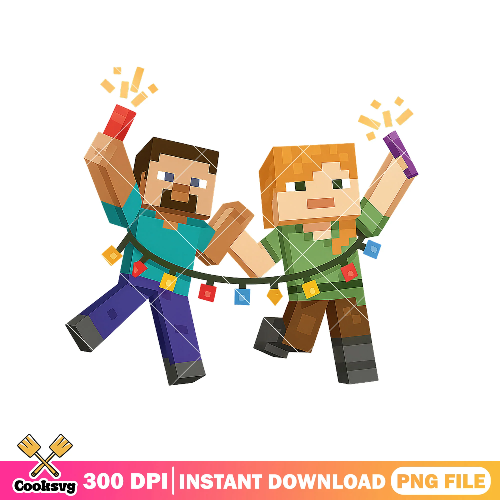 Happy new year minecraft png, steve minecraft png, merry christmas png