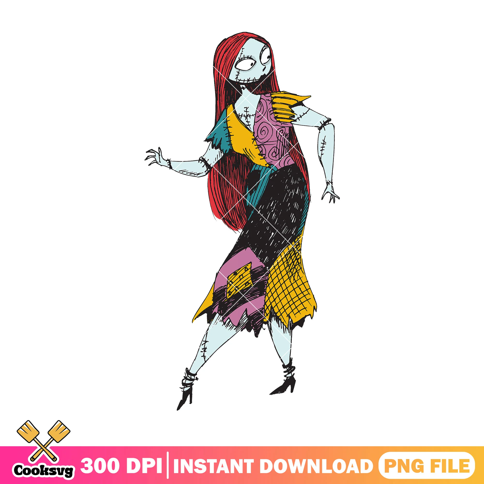 Happy sally standing png, sally cartoon png, horror halloween png