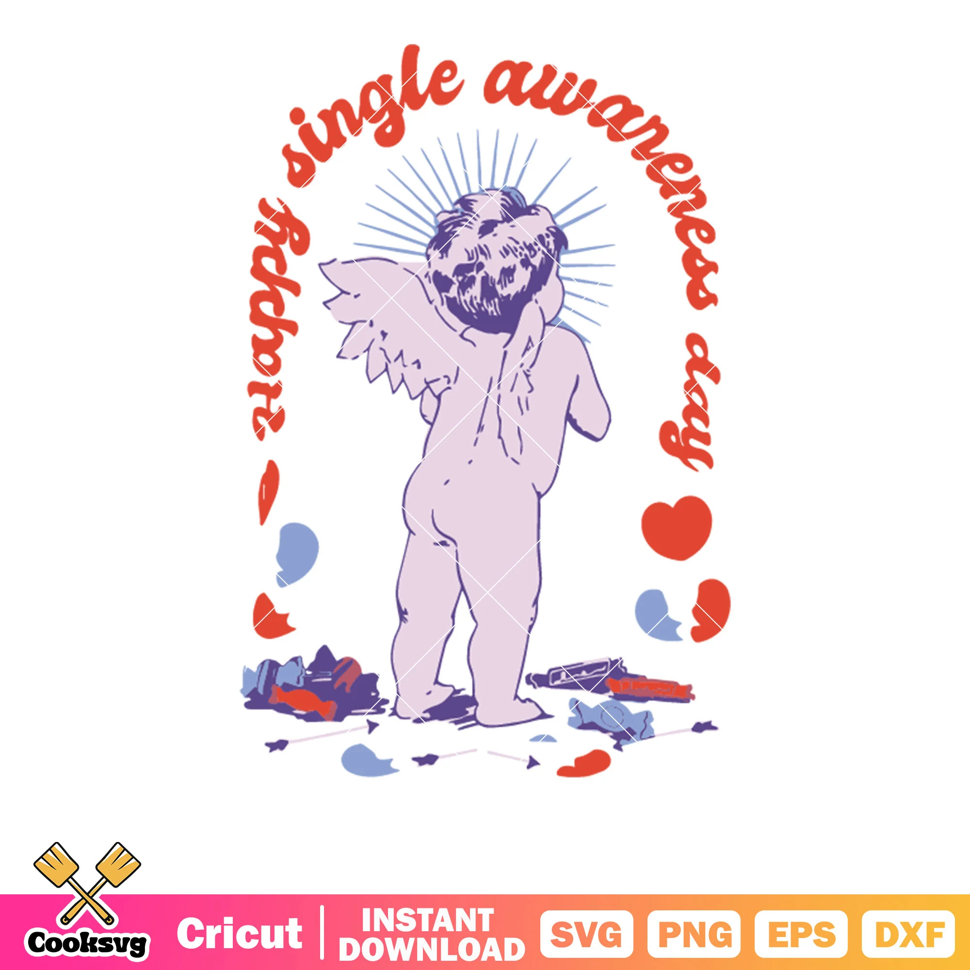 Happy single awareness day angel svg, awareness svg, valentine angel svg