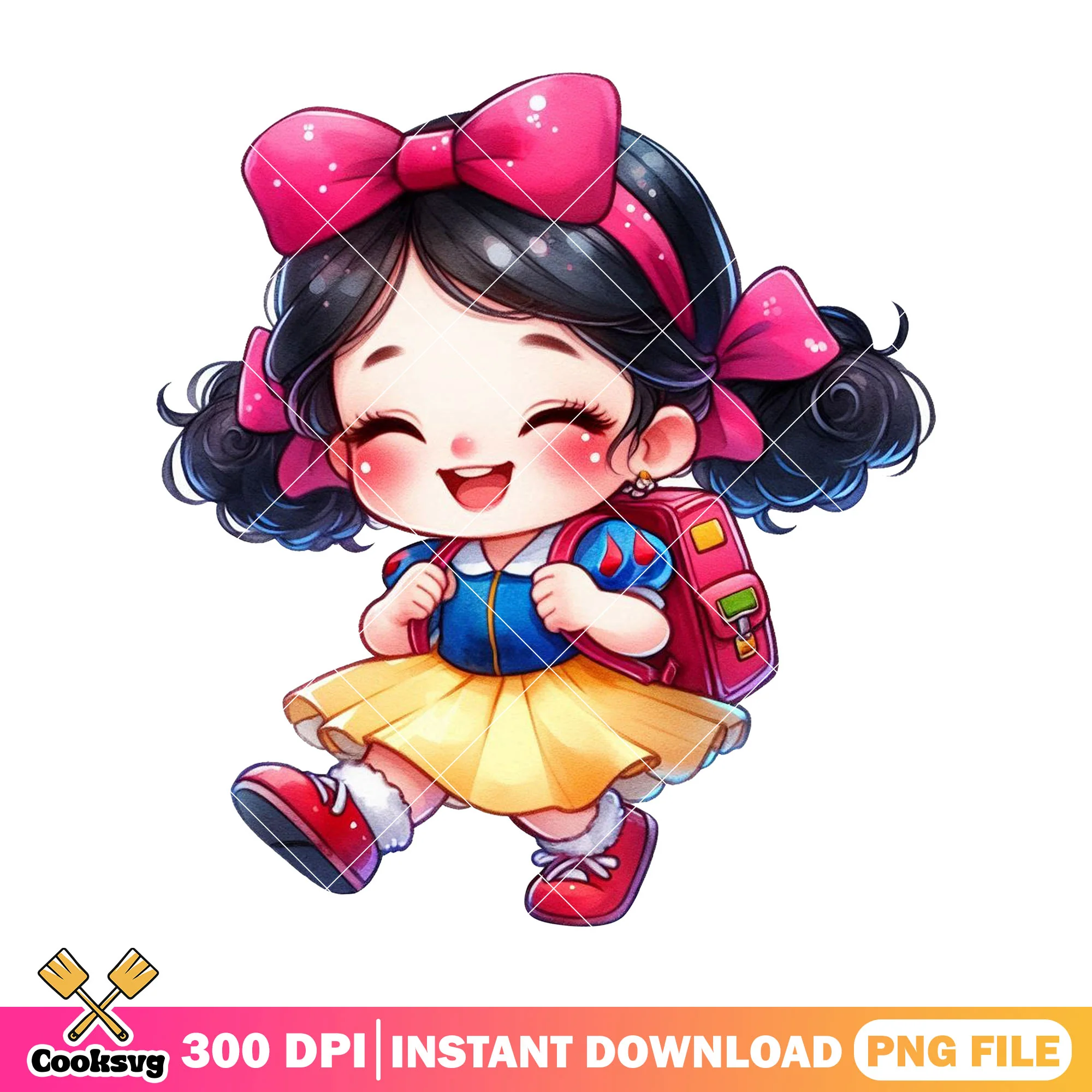 Happy snow white png, back to school clothes png, princess cartoon png