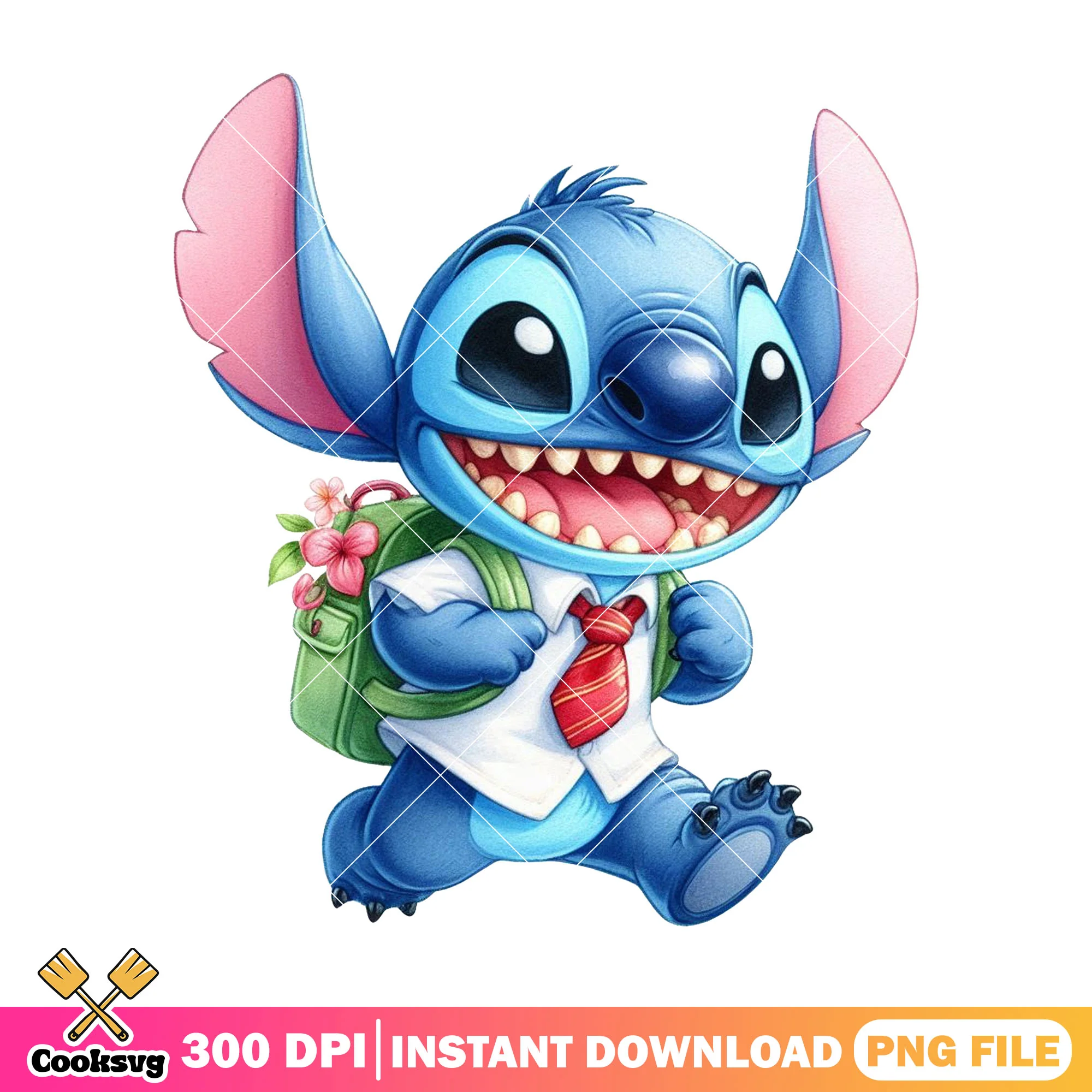 Happy stitch design png, disney world png, going back to school png