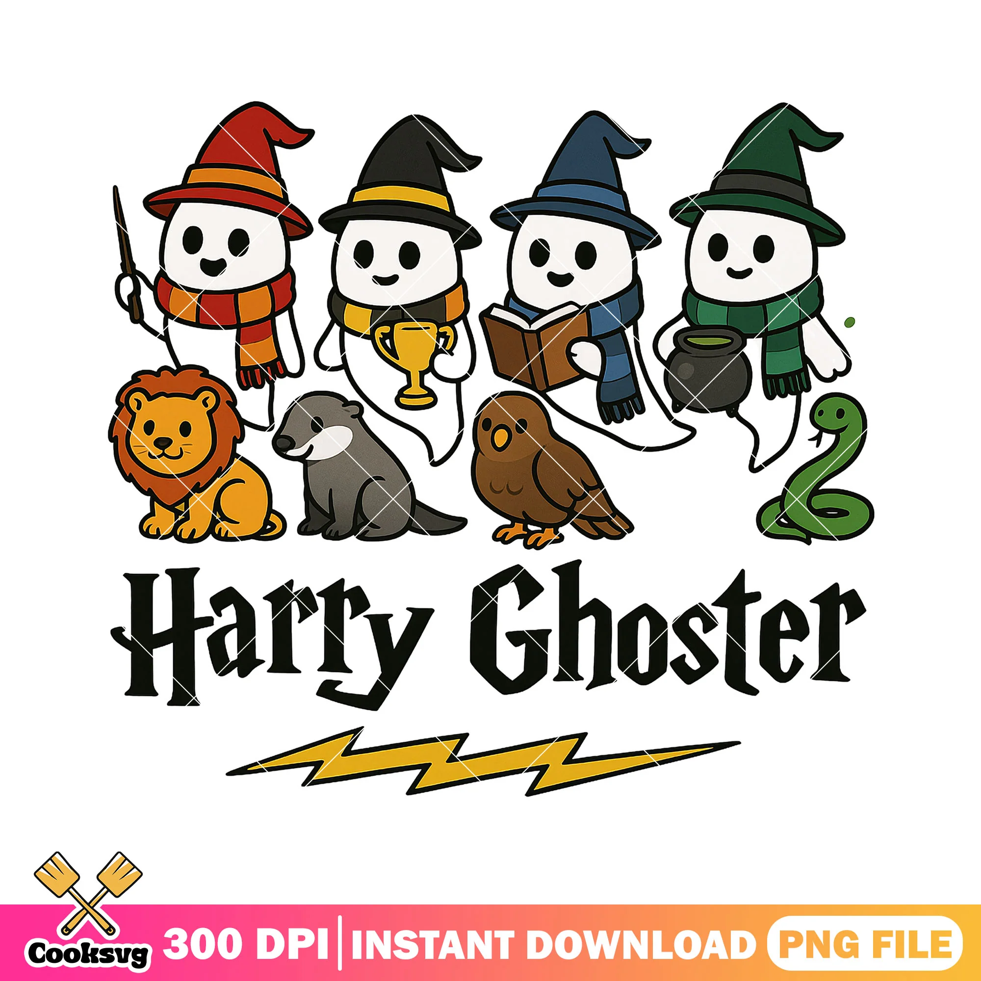 Harry ghoster with mascot png, harry ghoster png, scary ghost png