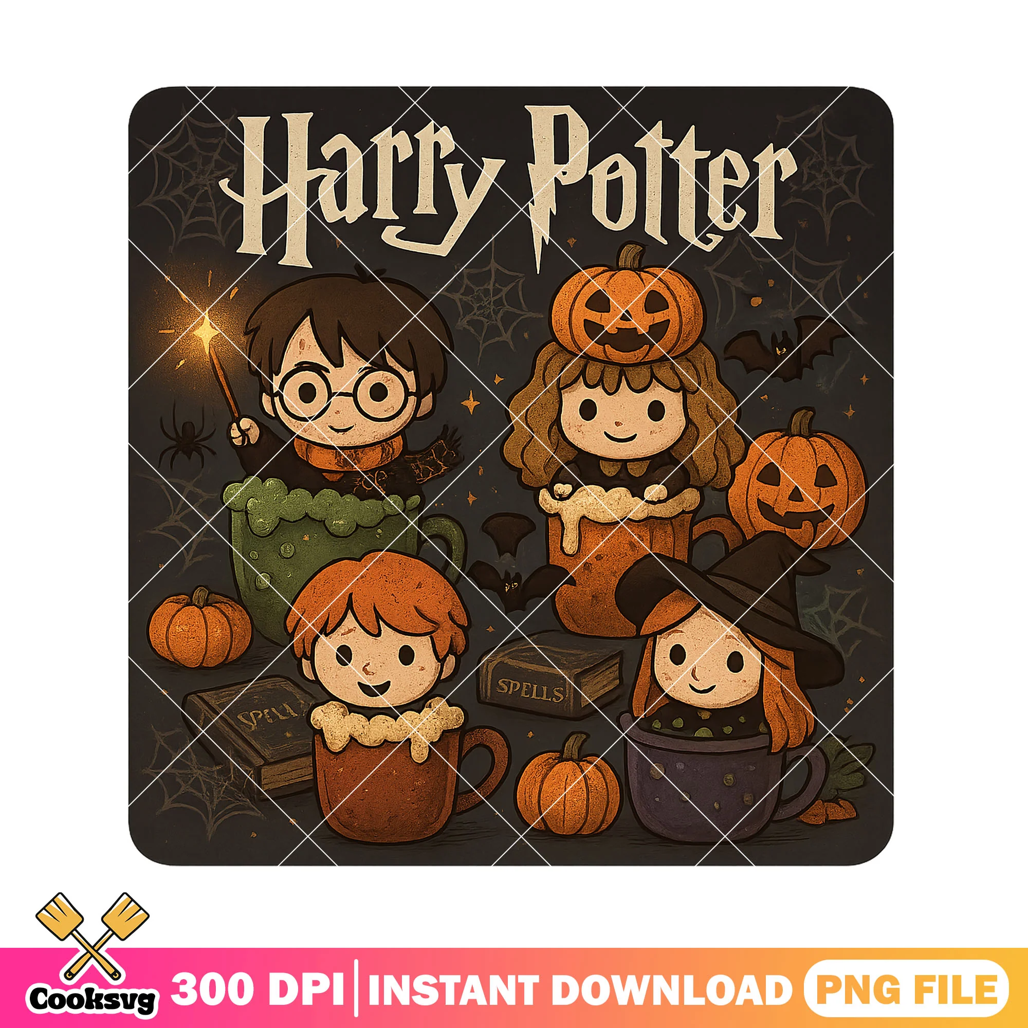 Harry potter halloween chibi png, harry potter png, love movies png