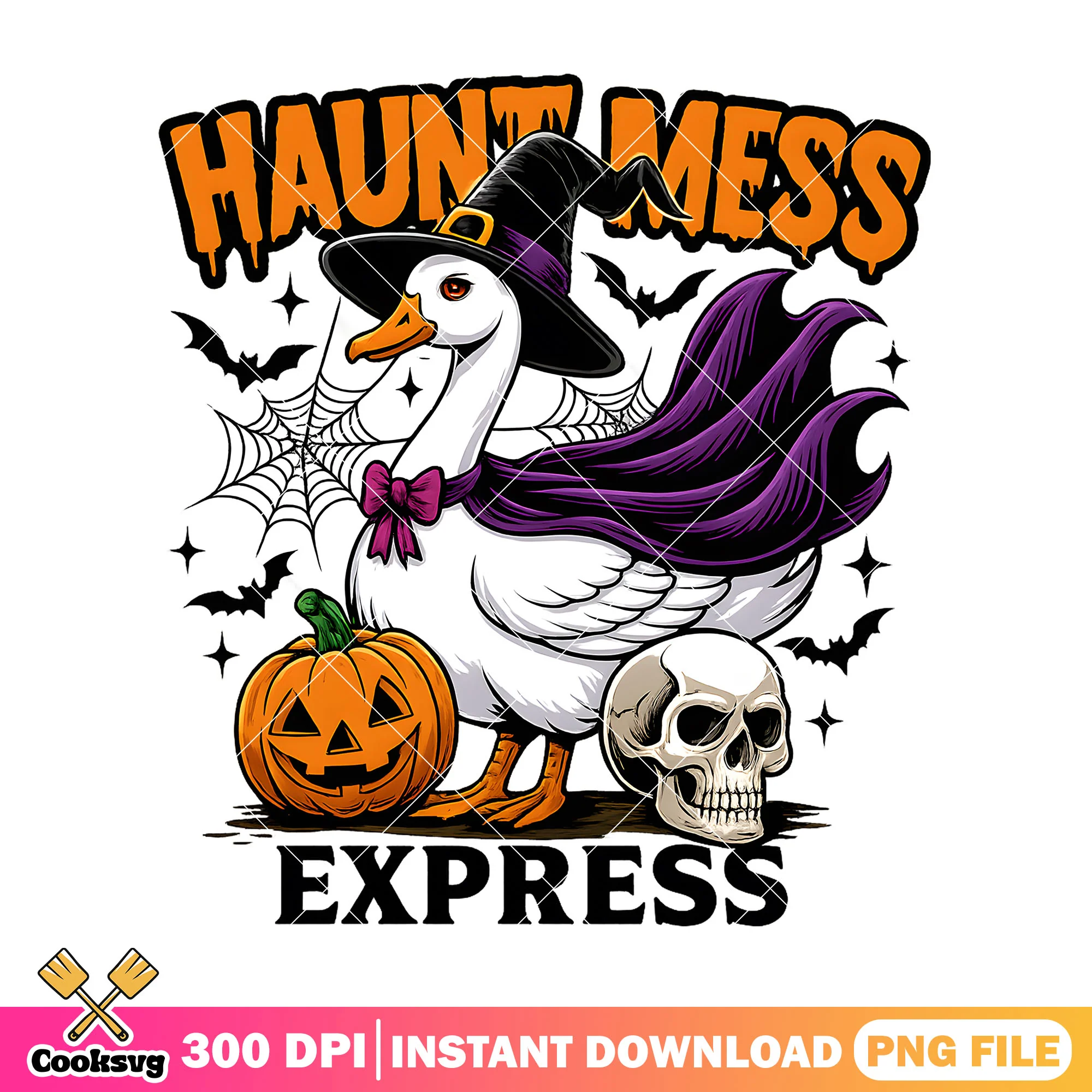 Haunt mess express png, halloween goose png, haunt mess png