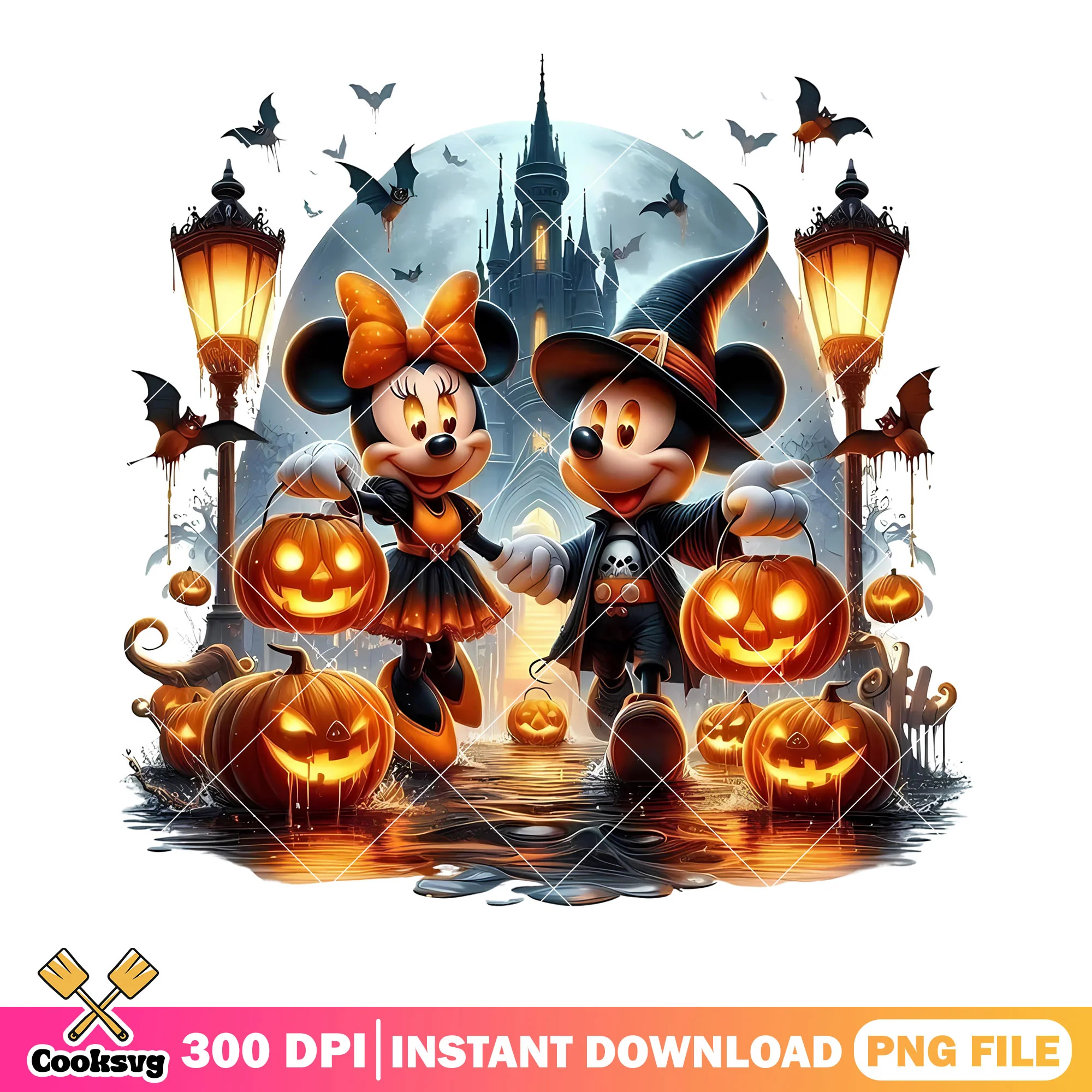 Haunted castle png, full moon night png, disney character png