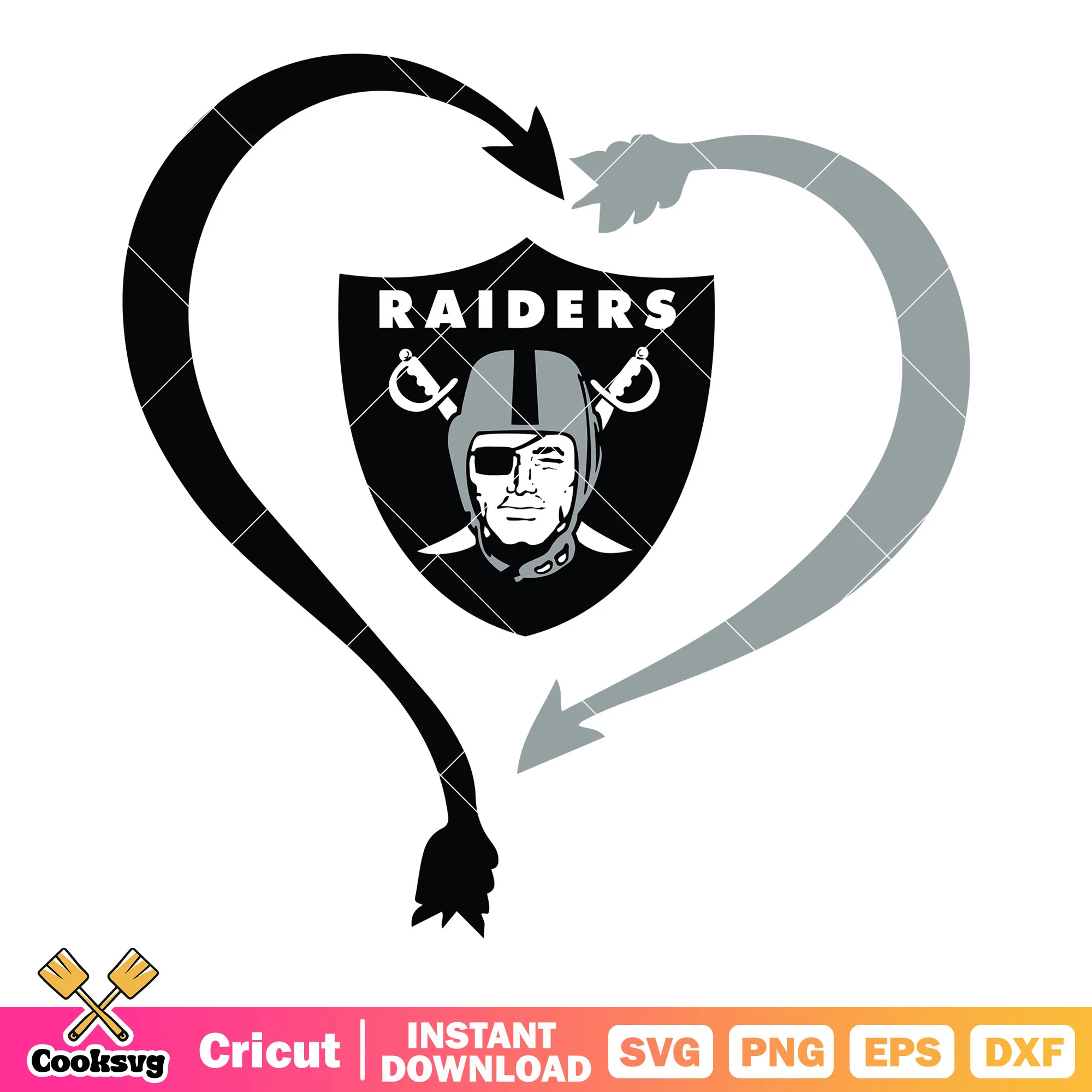 Heart arrow shield raiders svg, oakland raiders svg, nfl svg