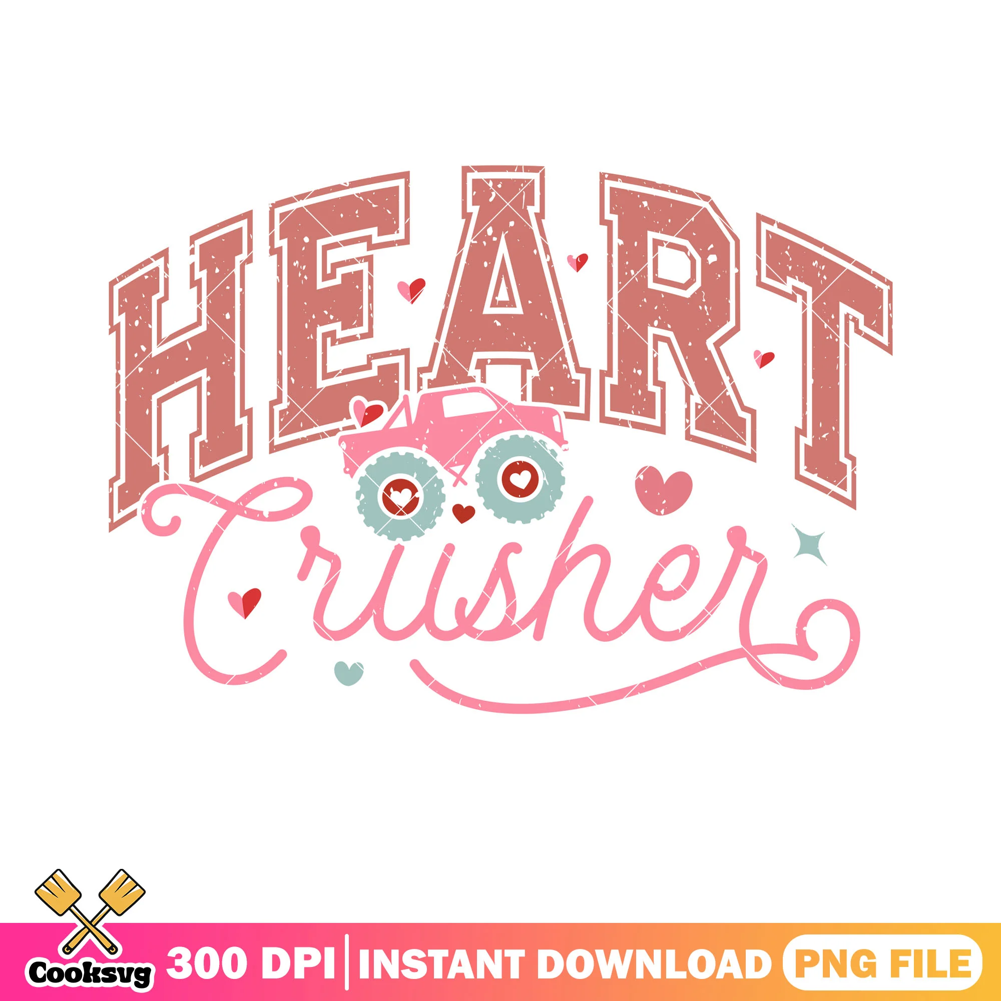 Heart crusher valentine png, love vibes png, happy valentine day png