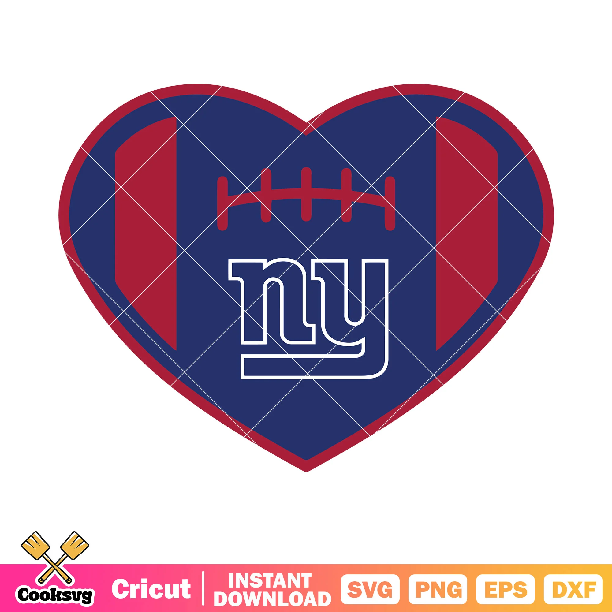 Heart football ball ny team svg, giants team svg, nfc svg