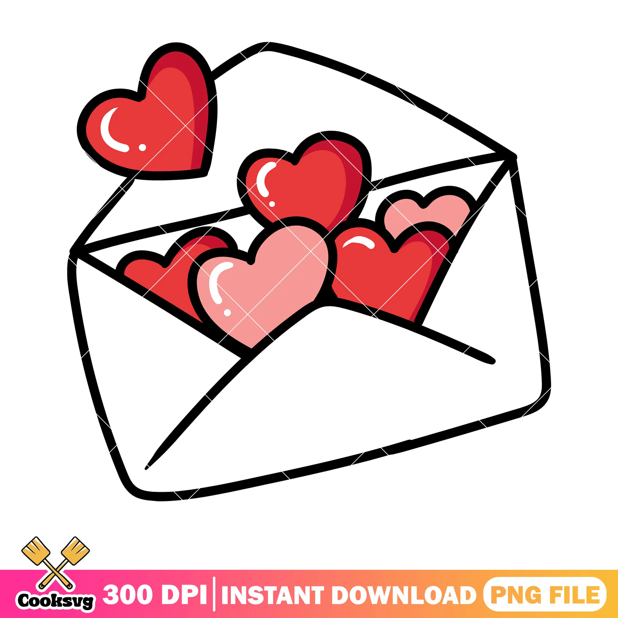 Heart mail for valentine png, valentine vibes png, valentines png