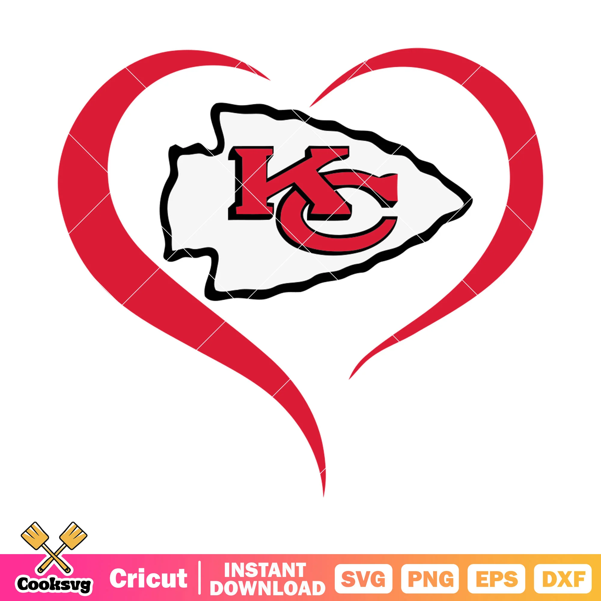 Heart shape for kansas svg, chiefs svg, usa football svg