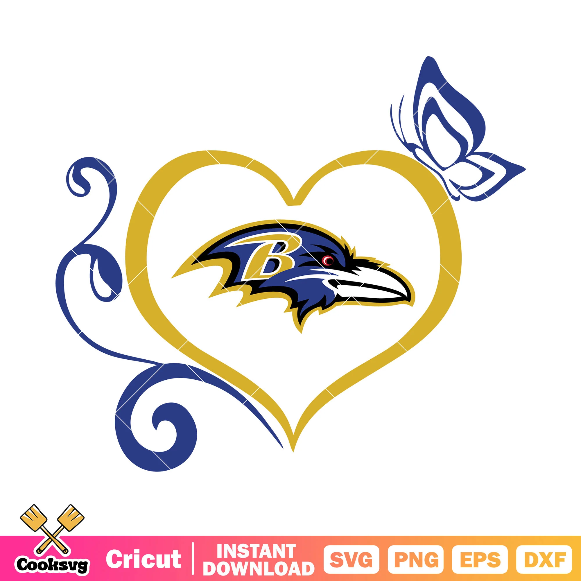Heart shape raven butterfly svg. blue falcon svg, baltimore ravens svg