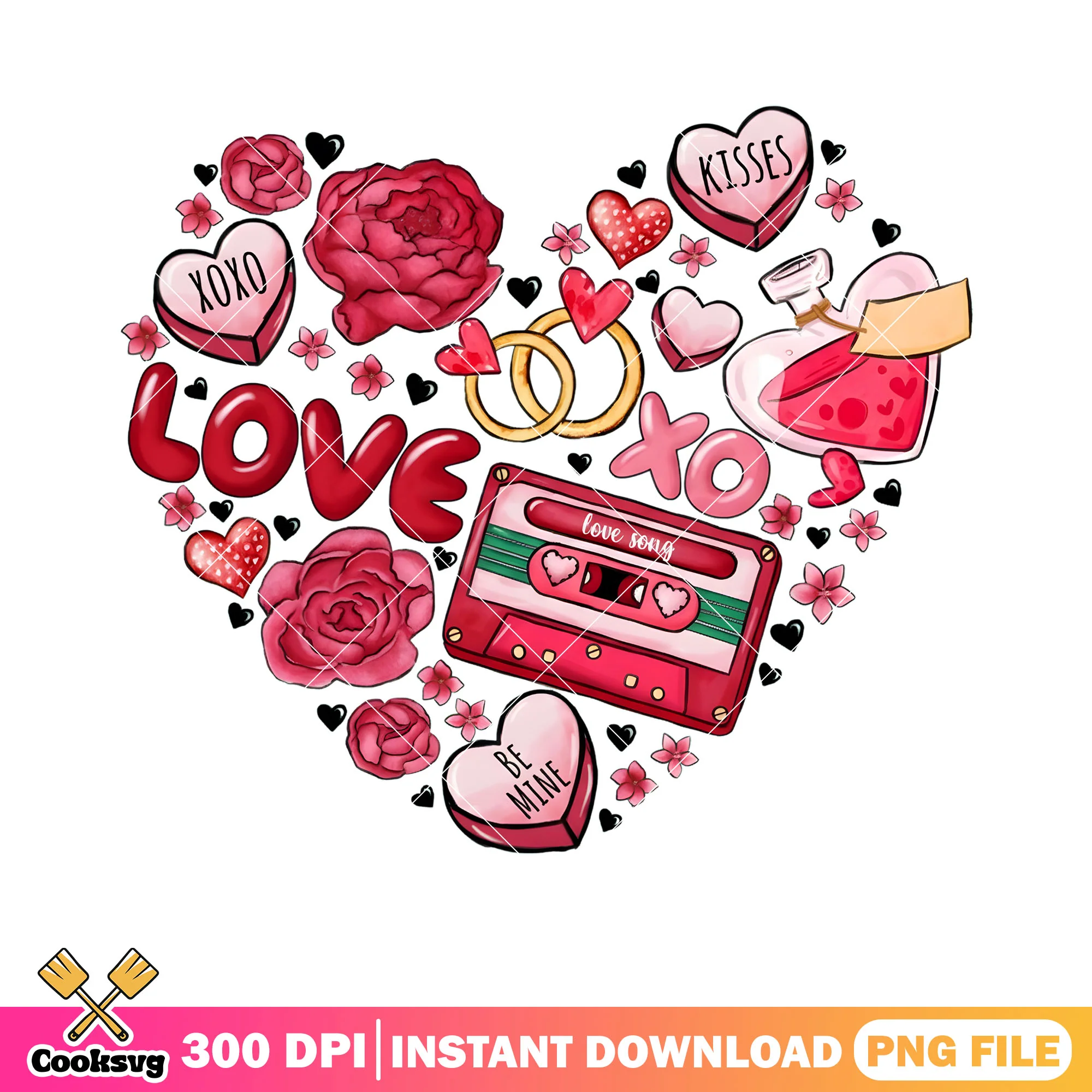 Heart valentine stuff png, valentine day png, love day png