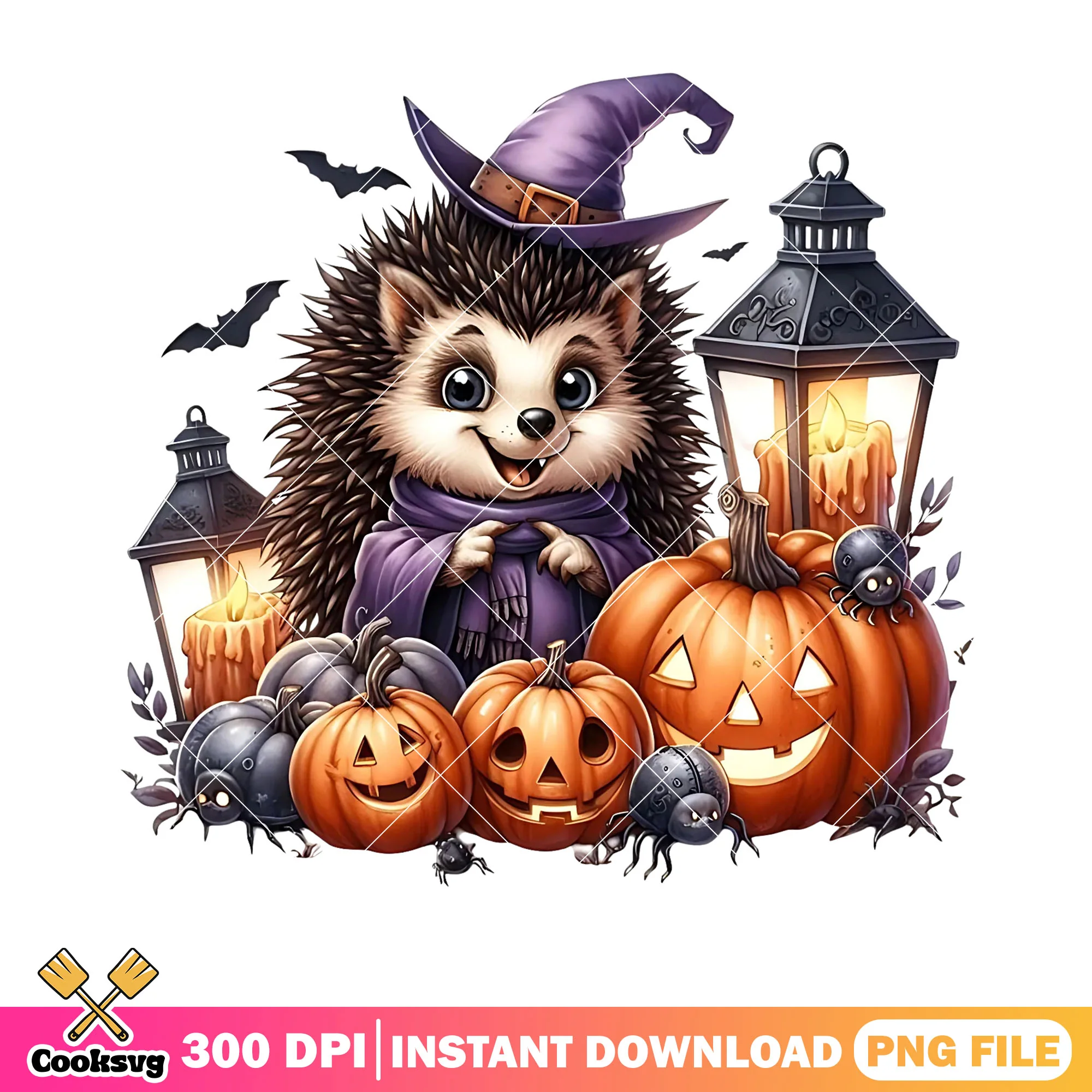 Hedge dog the witch png, jack o lantern png, scary halloween night png