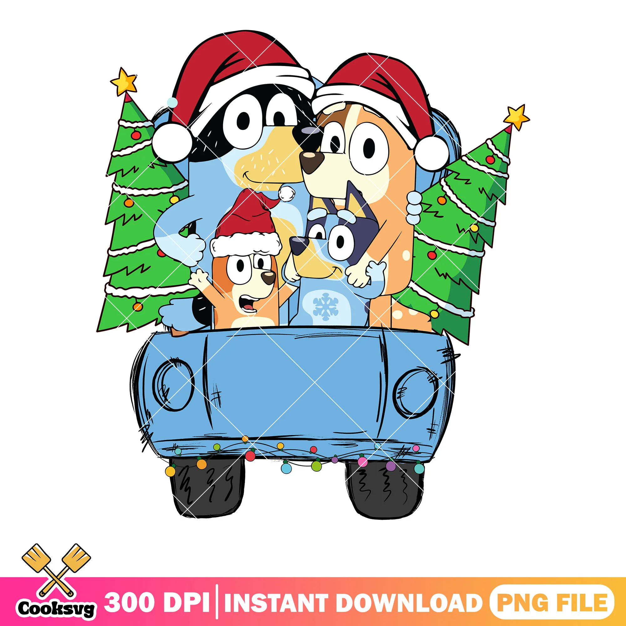 Heeler family delivery truck png, bandit heeler png, bingo heeler png