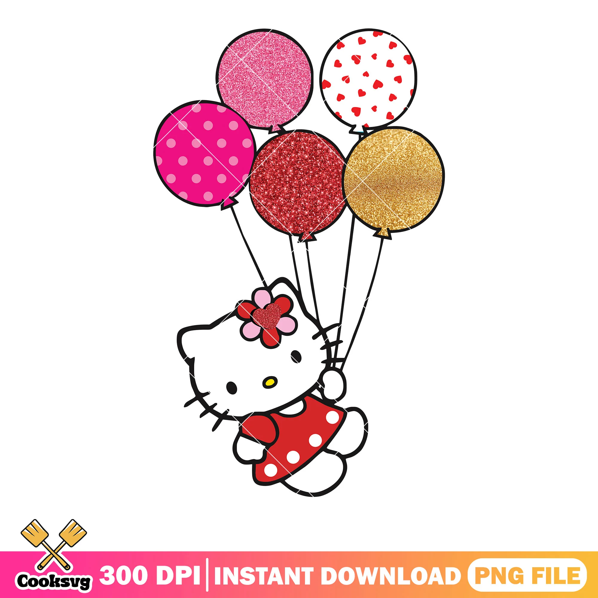 Hello balloon valentines png, hello kitty png, valentine gifts png