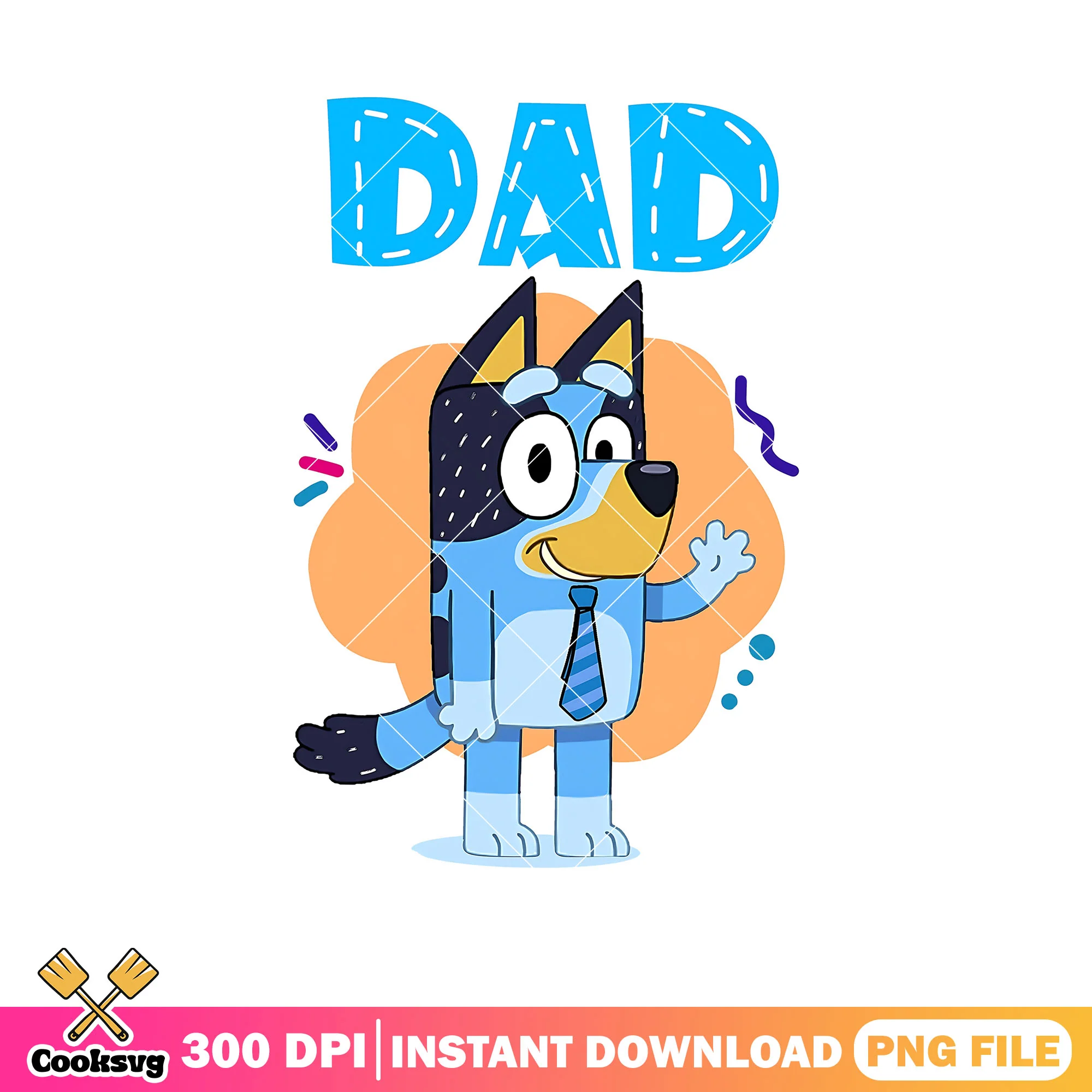 Hello bluey dog dad character png design, bluey ornament png, bluey figures png