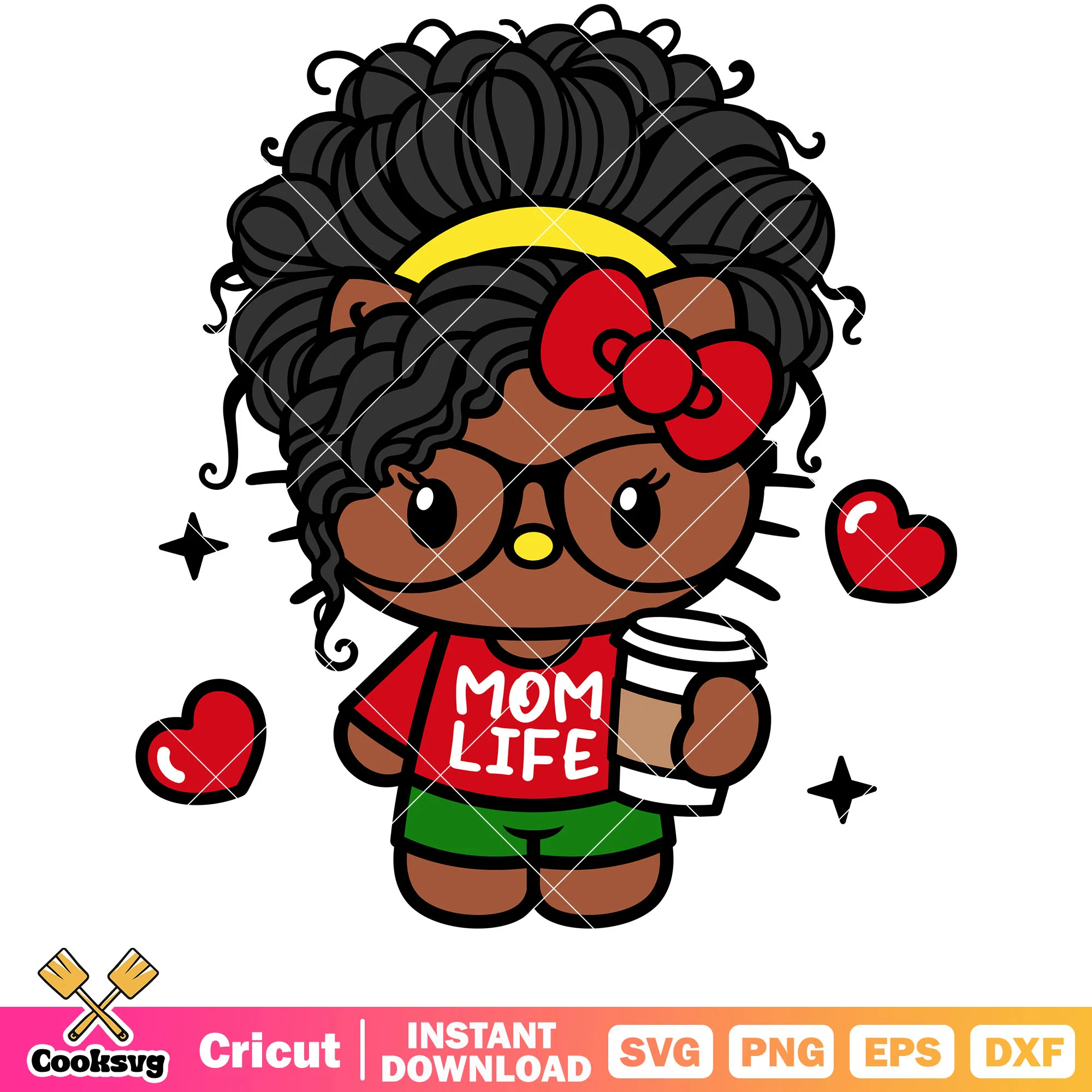 Hello kitty afro mom life svg, hello kitty svg, sanrio svg