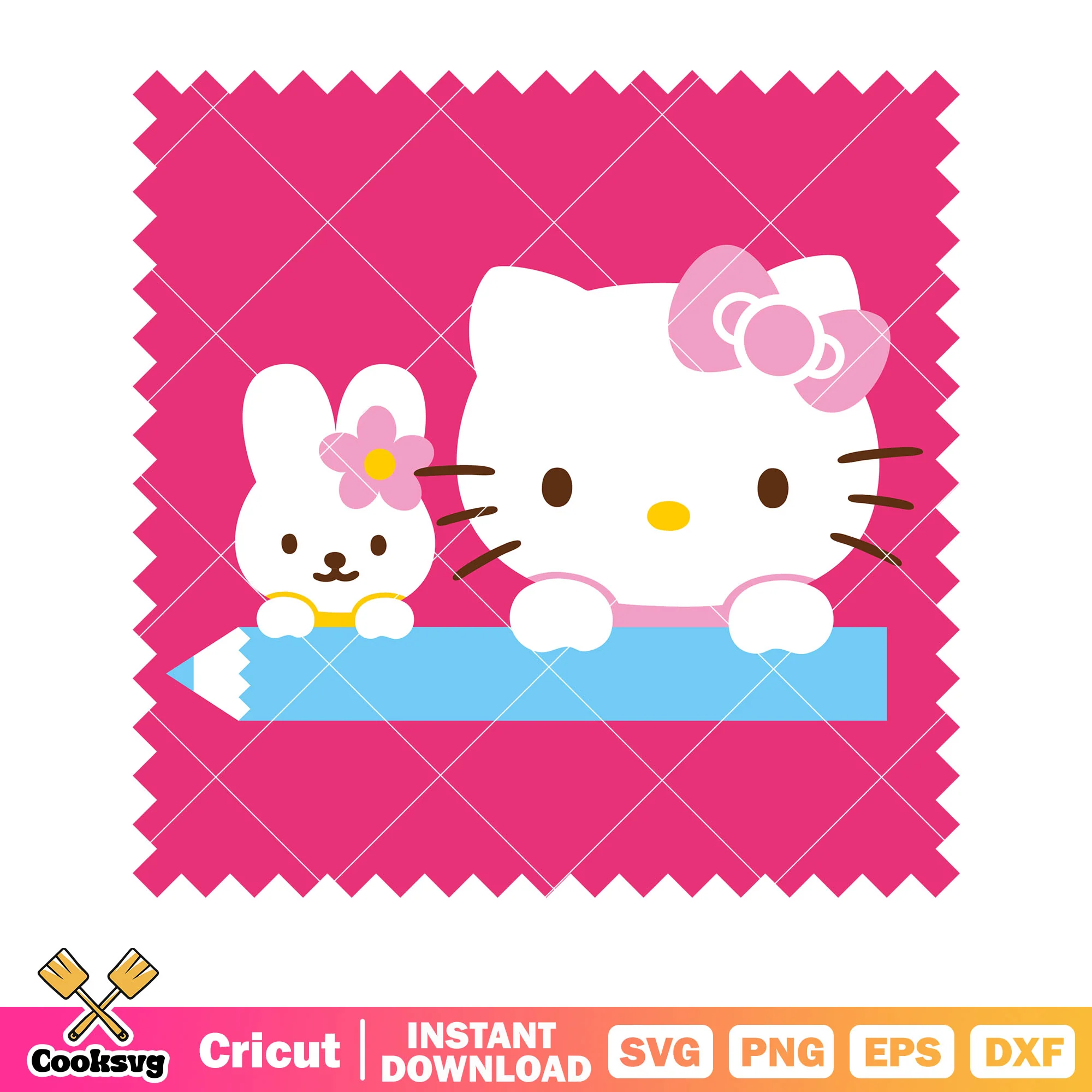 Hello kitty and bunny stamp svg, hello kitty stamps svg