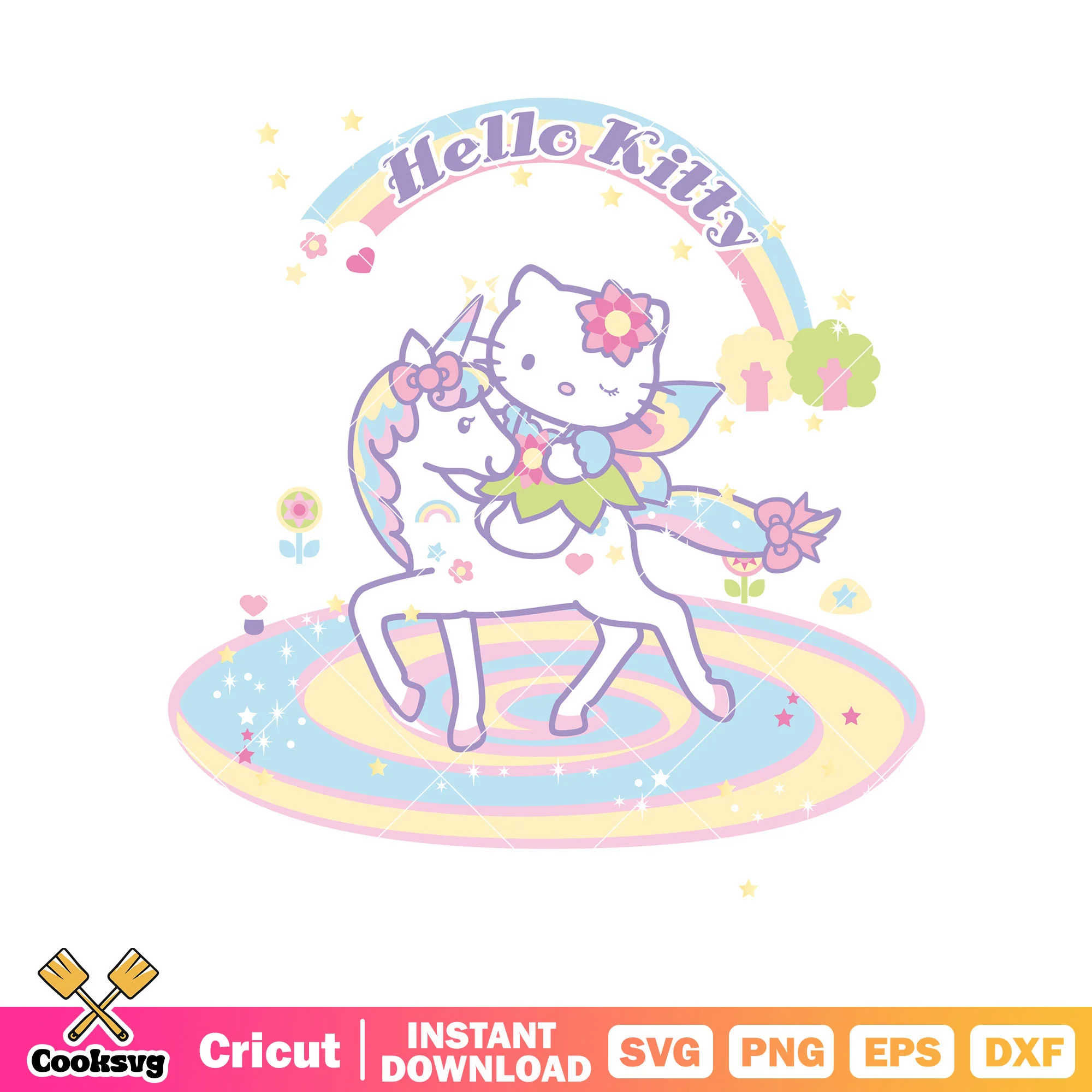 Hello kitty and her unicorn svg, hello kitty unicorn svg