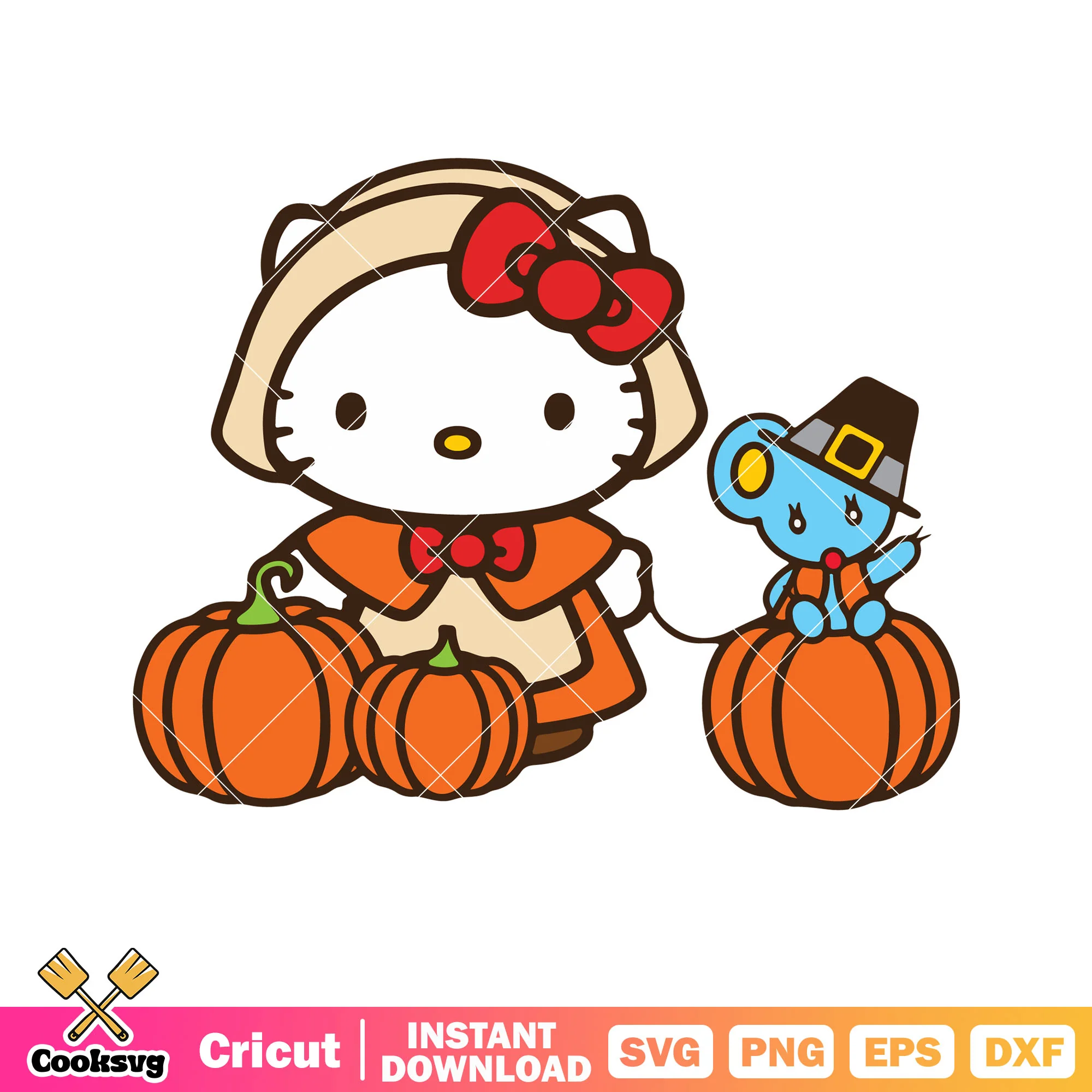 Hello kitty and pumpkin svg, hello kitty cartoon svg, hello kitty svg
