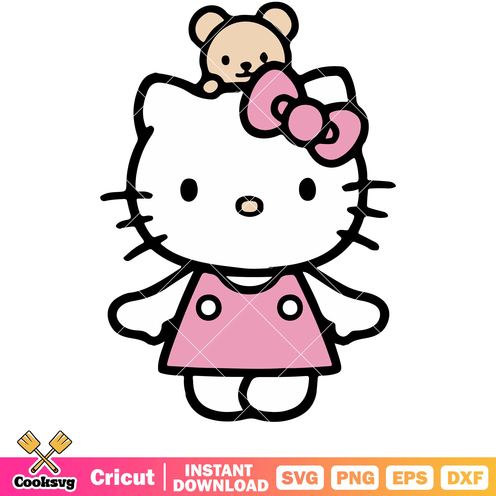 Hello kitty and teddy bear svg, hello kitty svg, sanrio cartoon svg