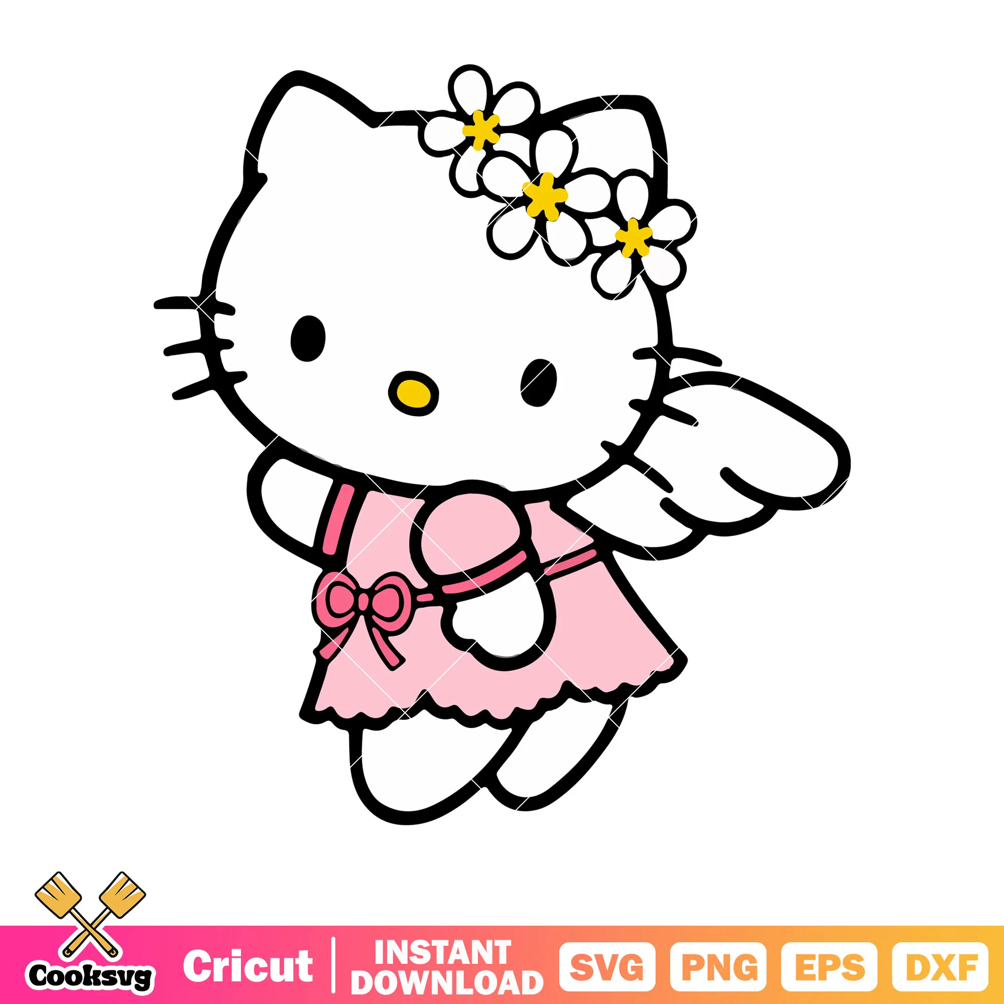 Hello kitty angel costume svg, hello kitty costume svg, hello kitty svg