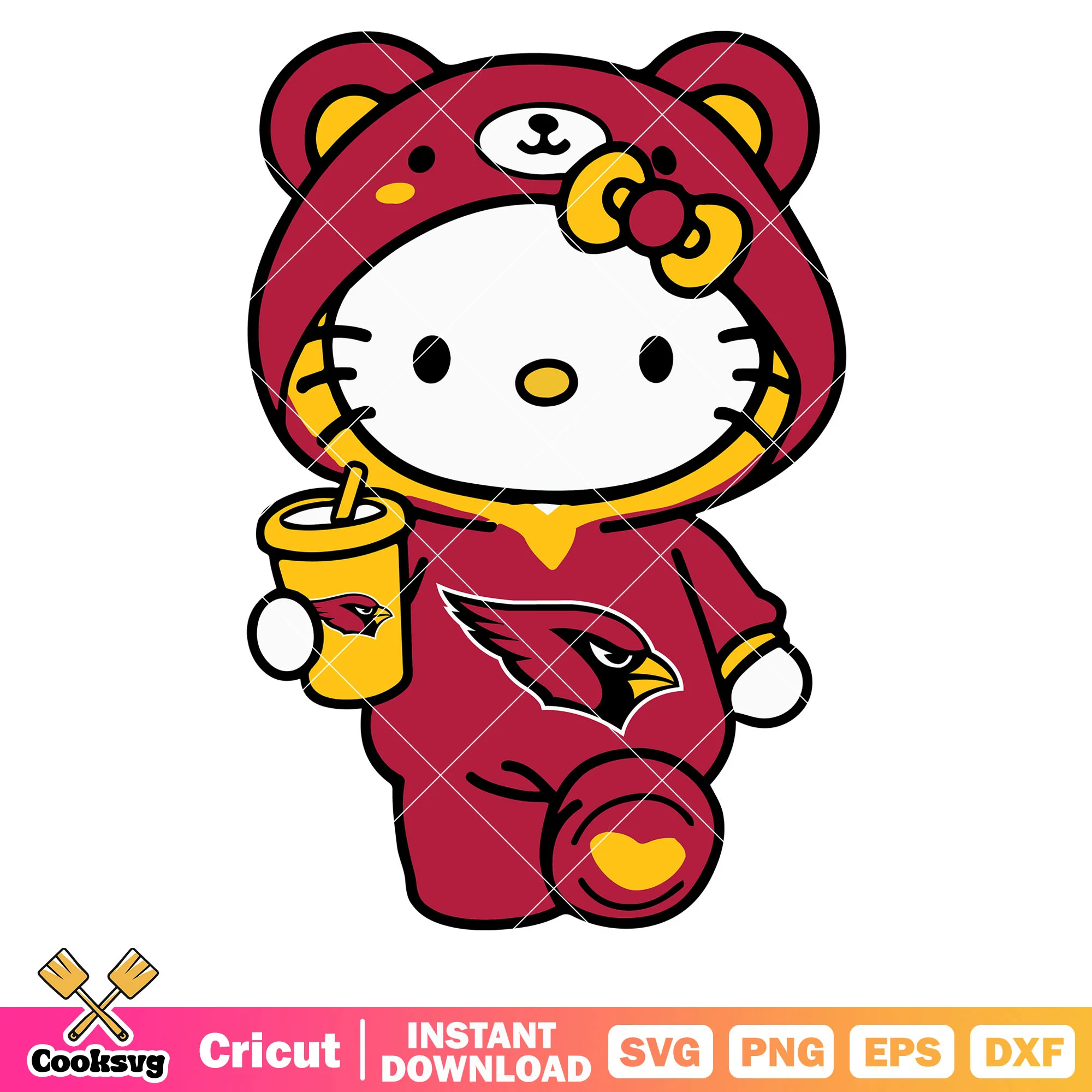Hello kitty arizona cardinals costume svg, arizona cardinals nfl svg