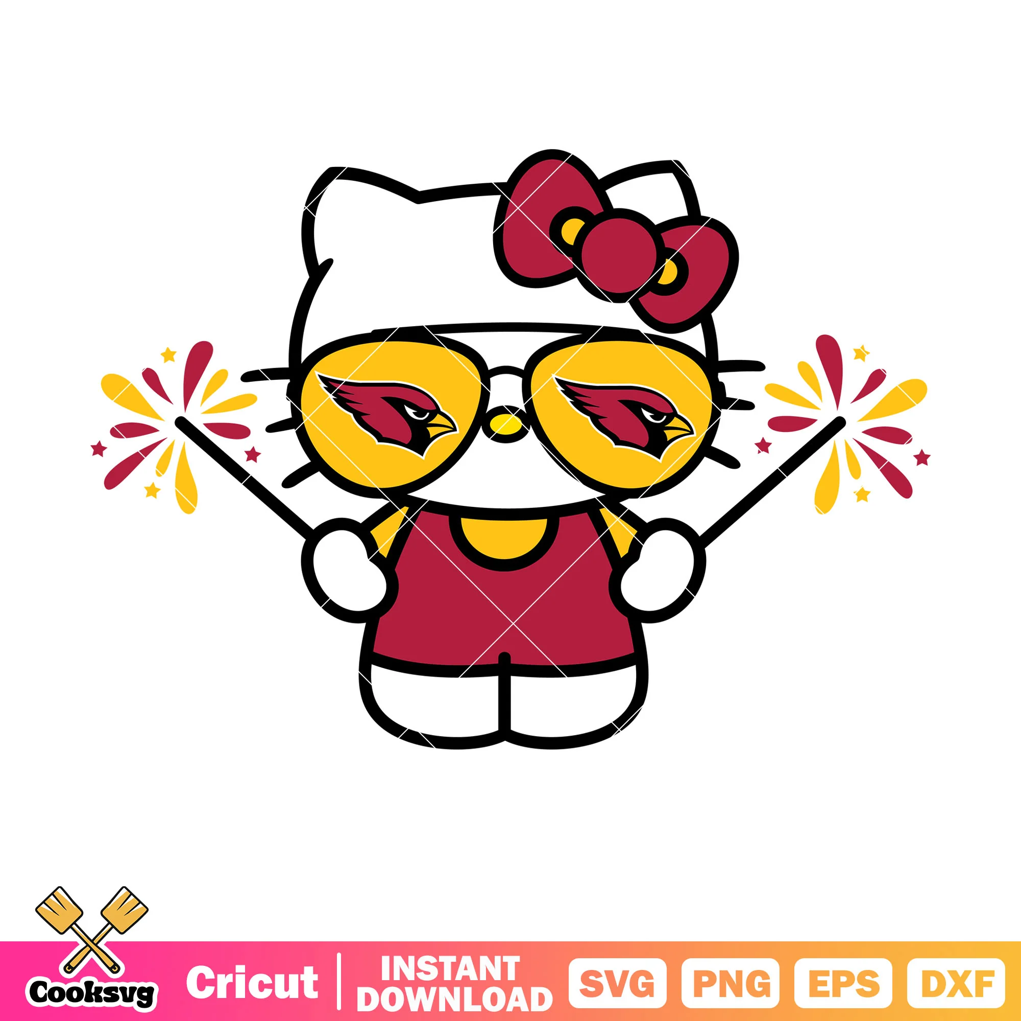 Hello kitty arizona cardinals sunglasses svg file, arizona cardinals svg