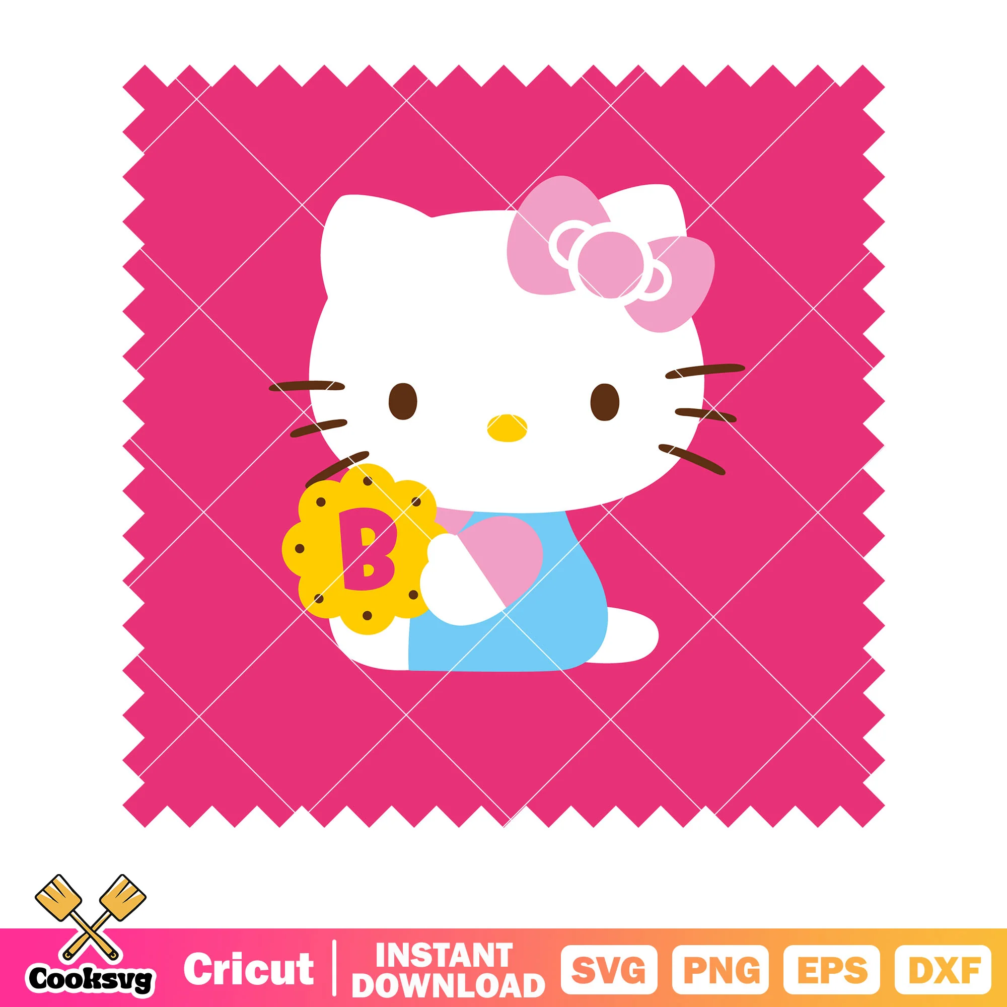 Hello kitty b cookie stamp svg, hello kitty stamps svg