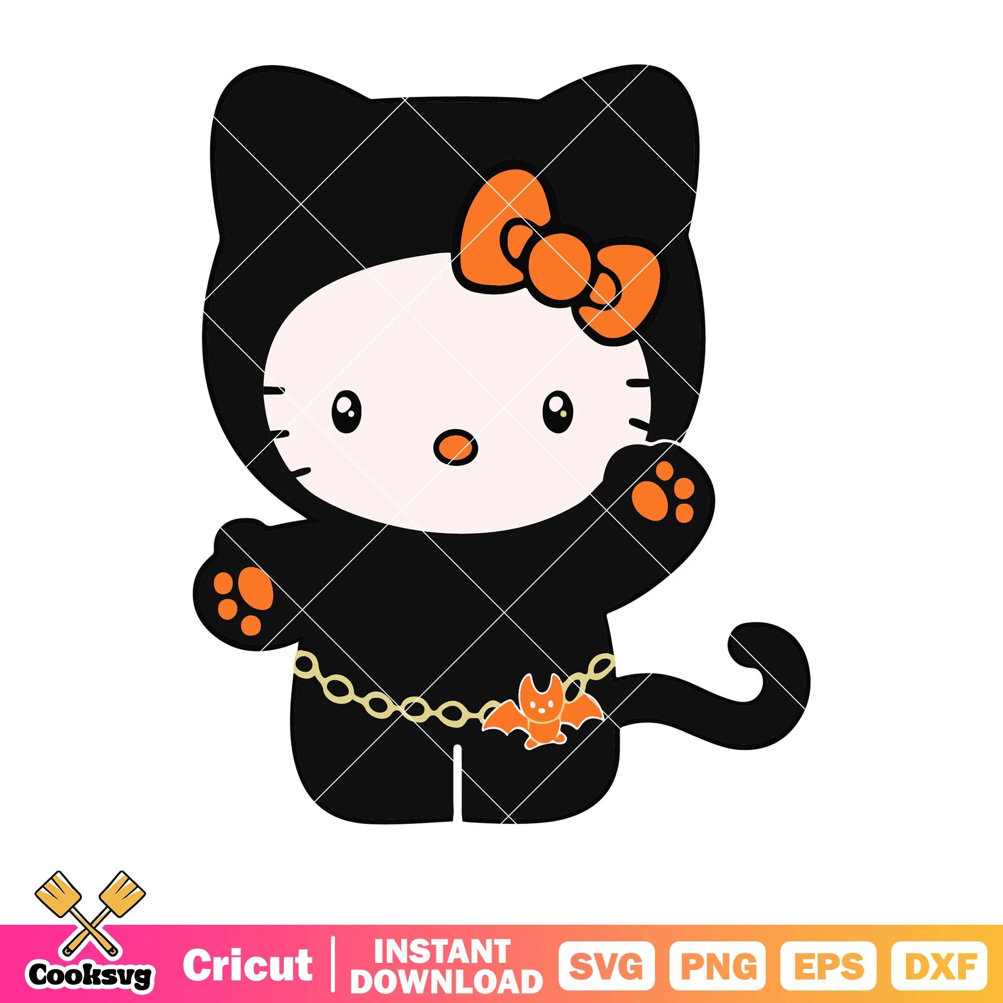 Hello kitty black cat costume svg, hello kitty costume svg