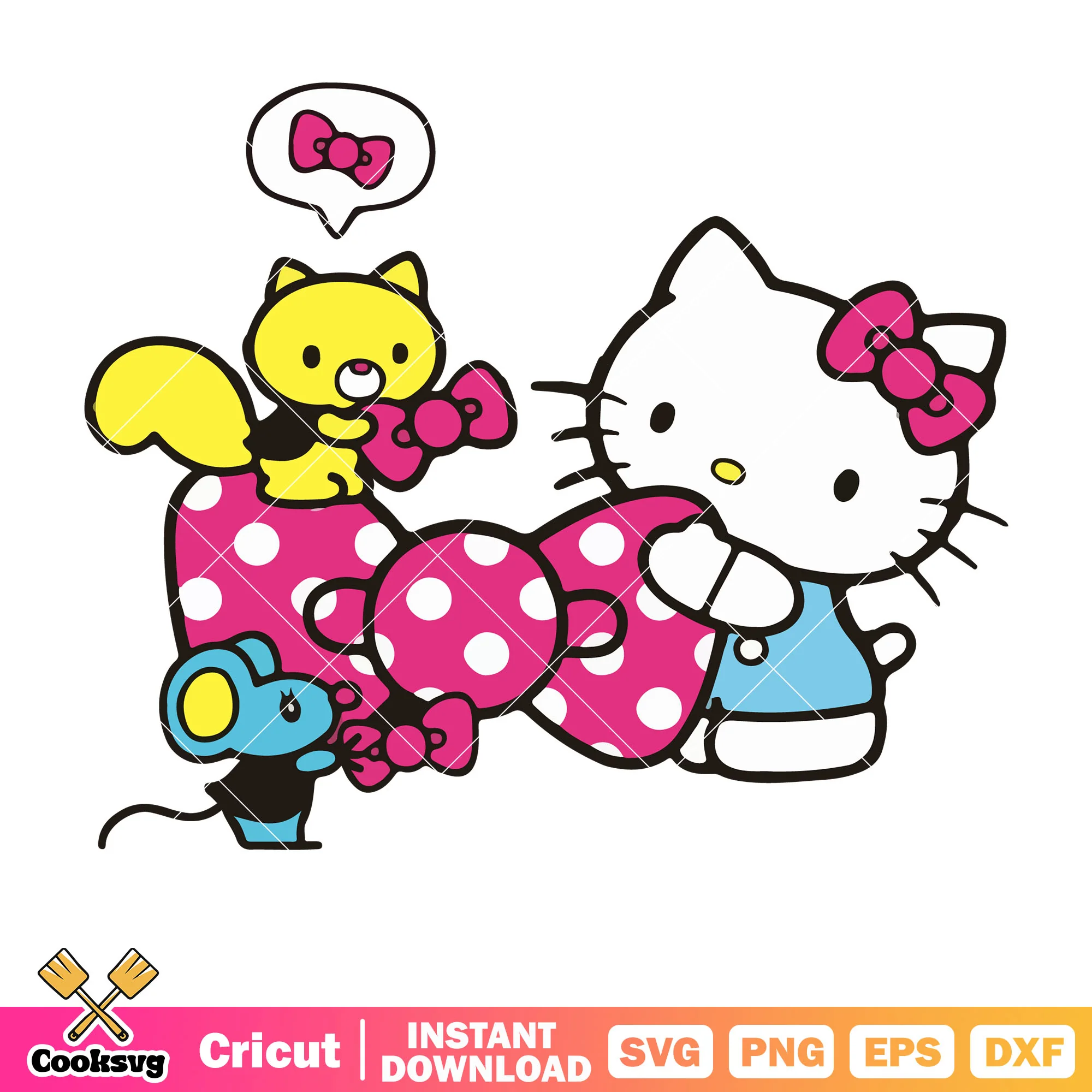 Hello kitty bow tie design svg, hello kitty svg, sanrio cartoon svg