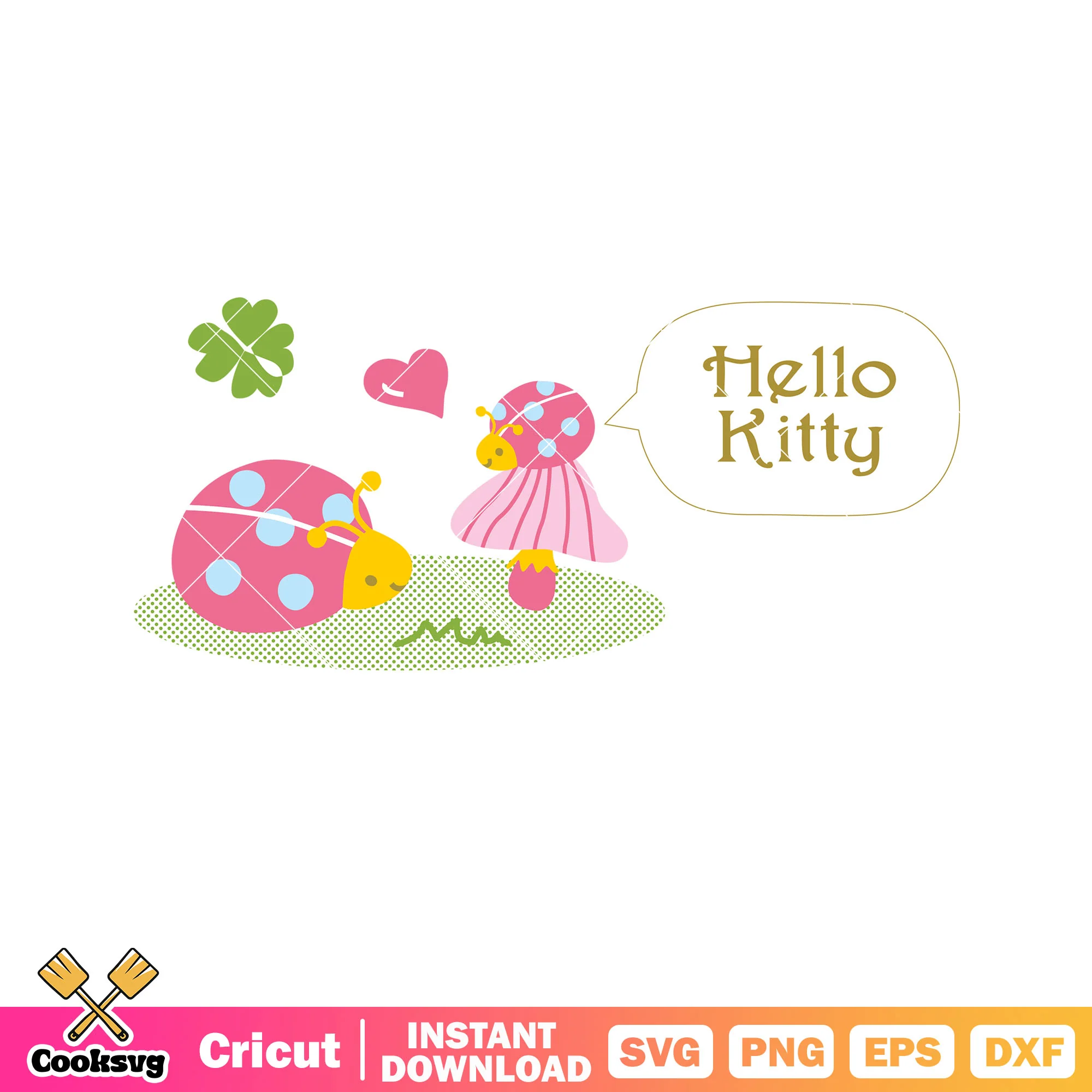 Hello kitty cartoon and bug svg, hello kitty love bug svg