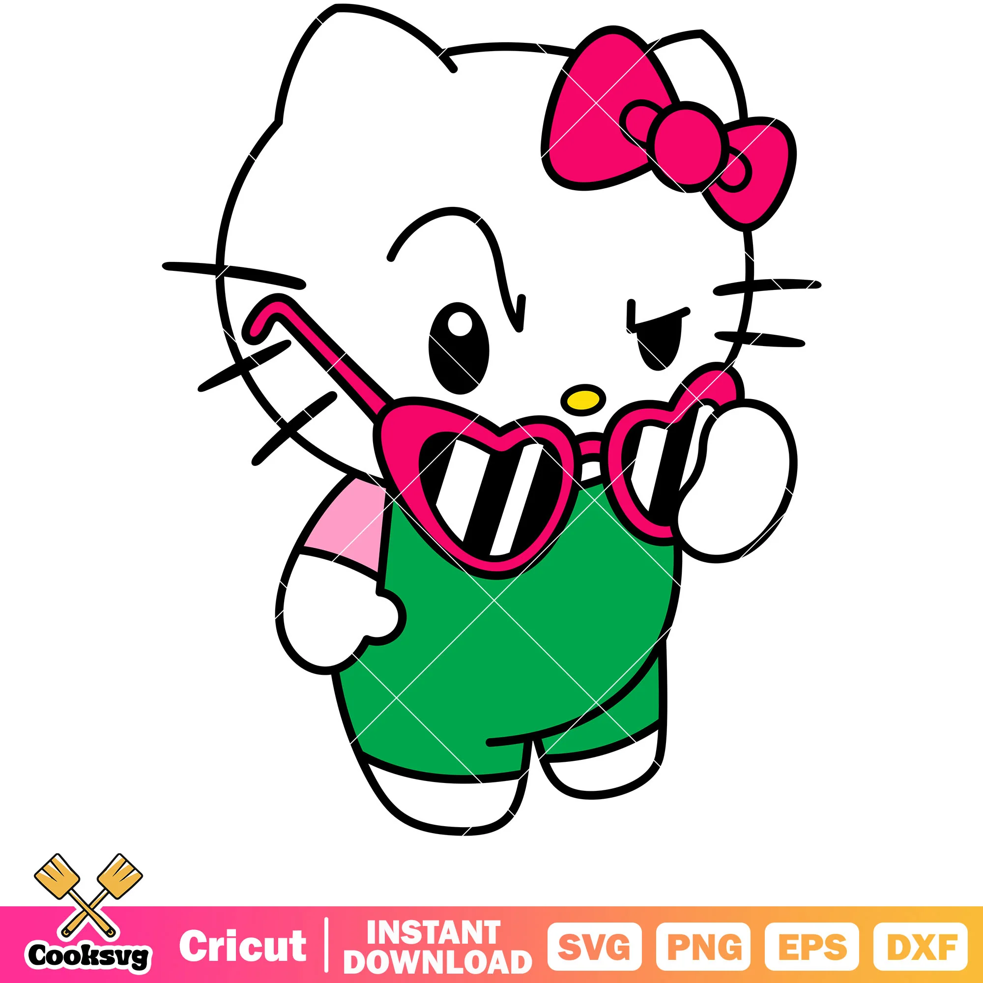 Hello kitty cartoon glasses svg, sanrio hello kitty svg