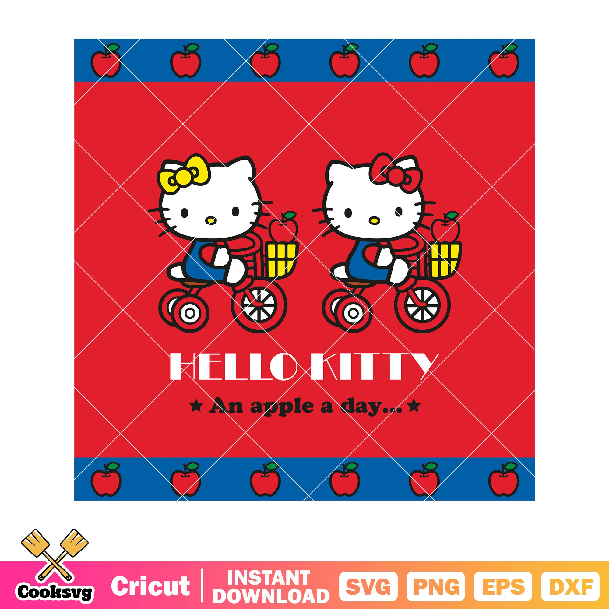 Hello kitty cat an apple a day svg, hello kitty apple svg