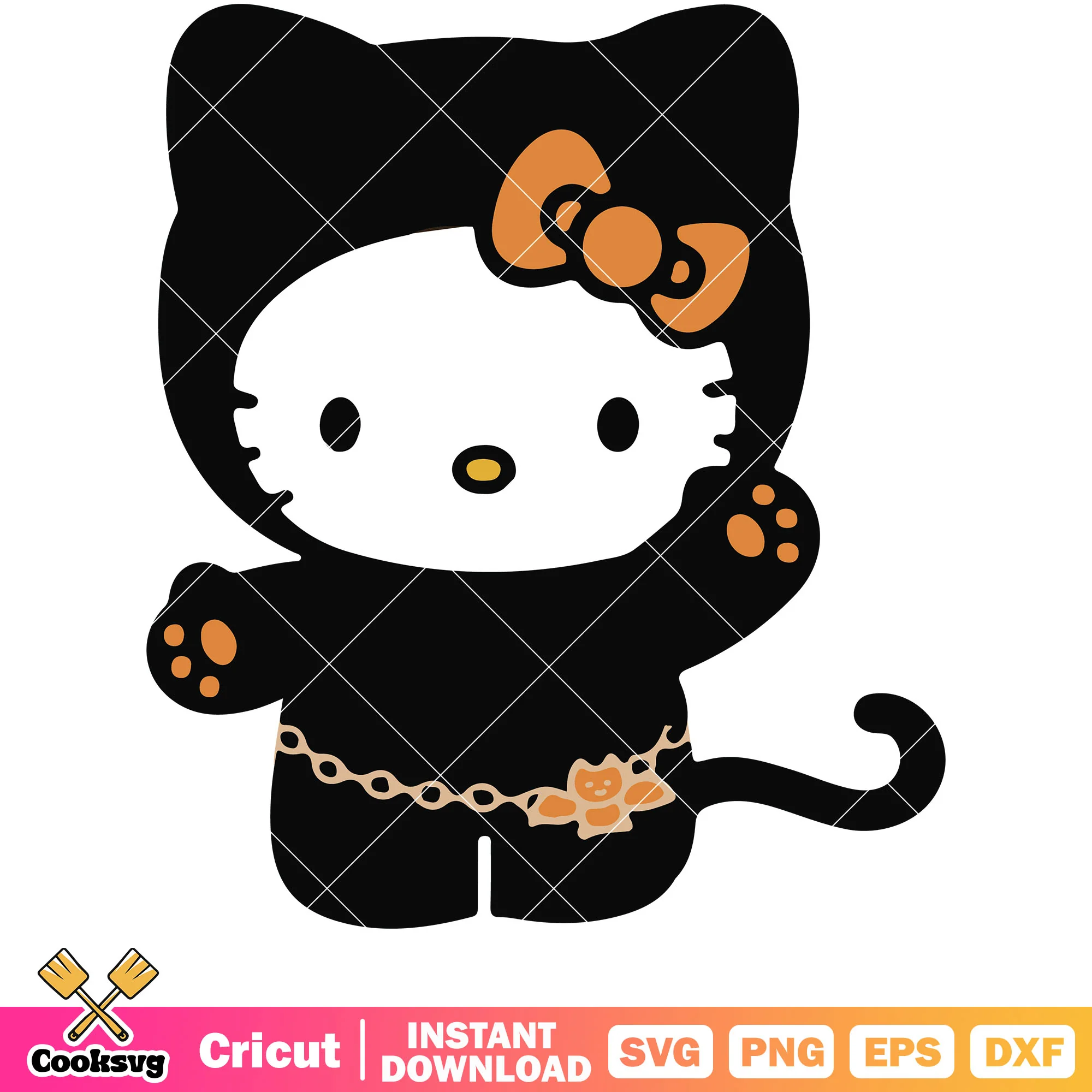 Hello kitty cat black design svg, hello kitty svg, sanrio cartoon svg
