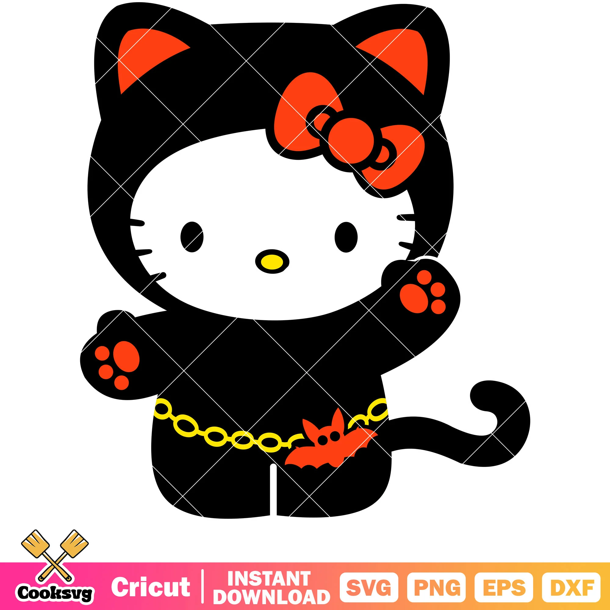Hello kitty cat black svg, sanrio cartoon svg, Hello kitty character svg