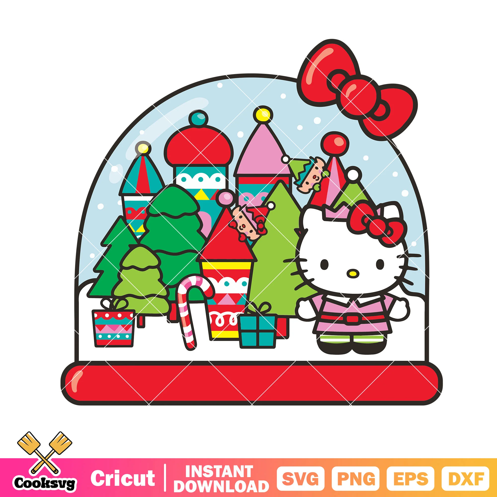 Hello kitty cat christmas presents svg, hello kitty gifts svg