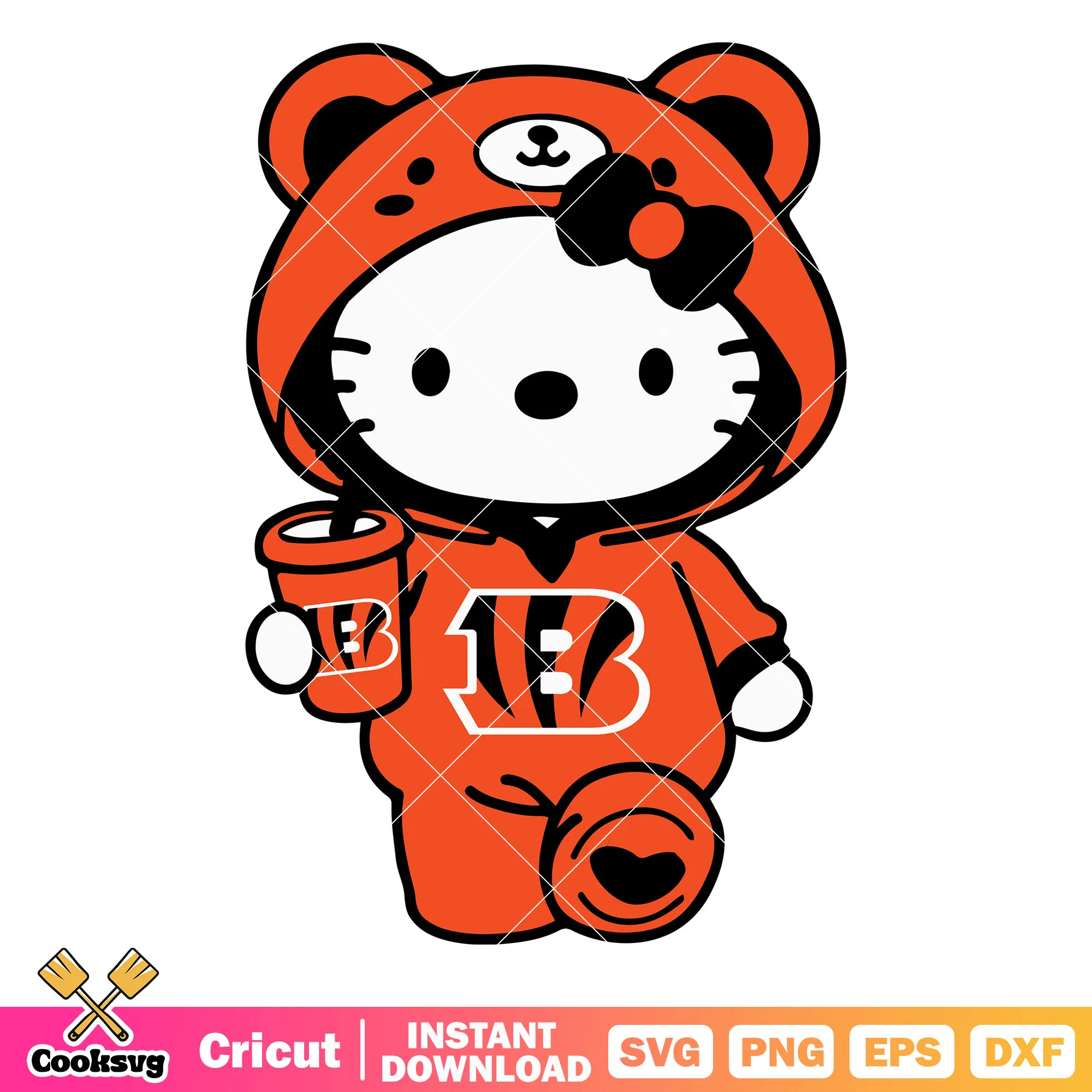 Hello kitty cincinnati bengals costume svg, cincinnati bengals football svg