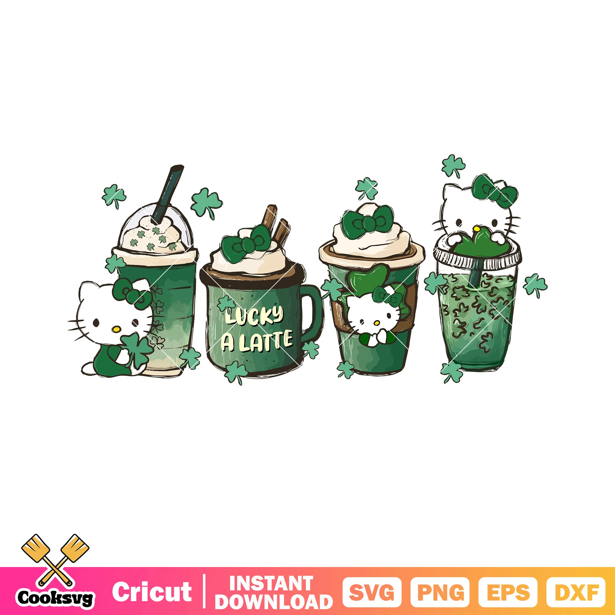 Hello kitty coffee lucky a latte svg, hello kitty lucky charms svg