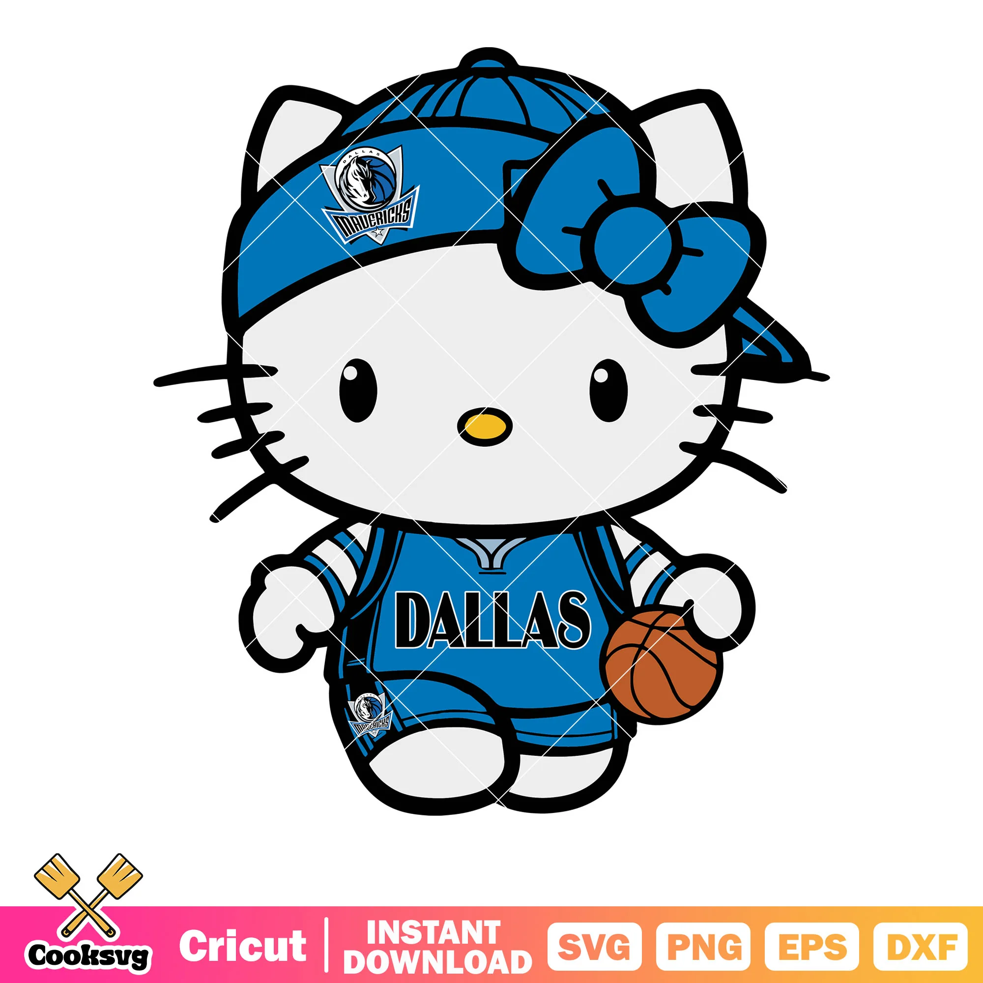 Hello Kitty Dallas Mavericks nba svg, hello kitty nba svg