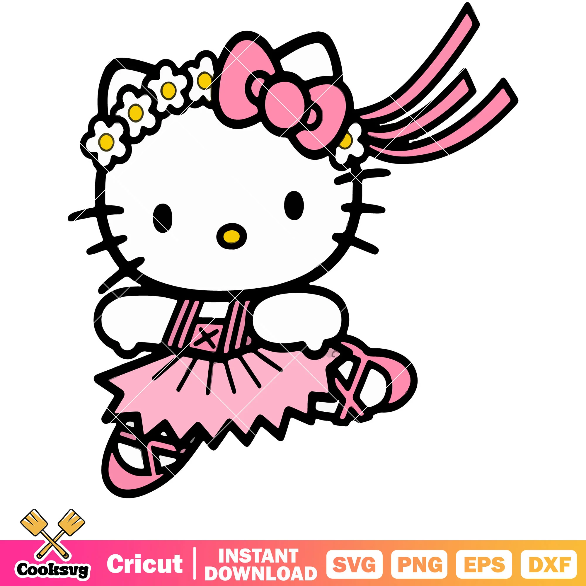 Hello Kitty dancing svg, sanrio hello kitty svg, sanrio cartoon svg