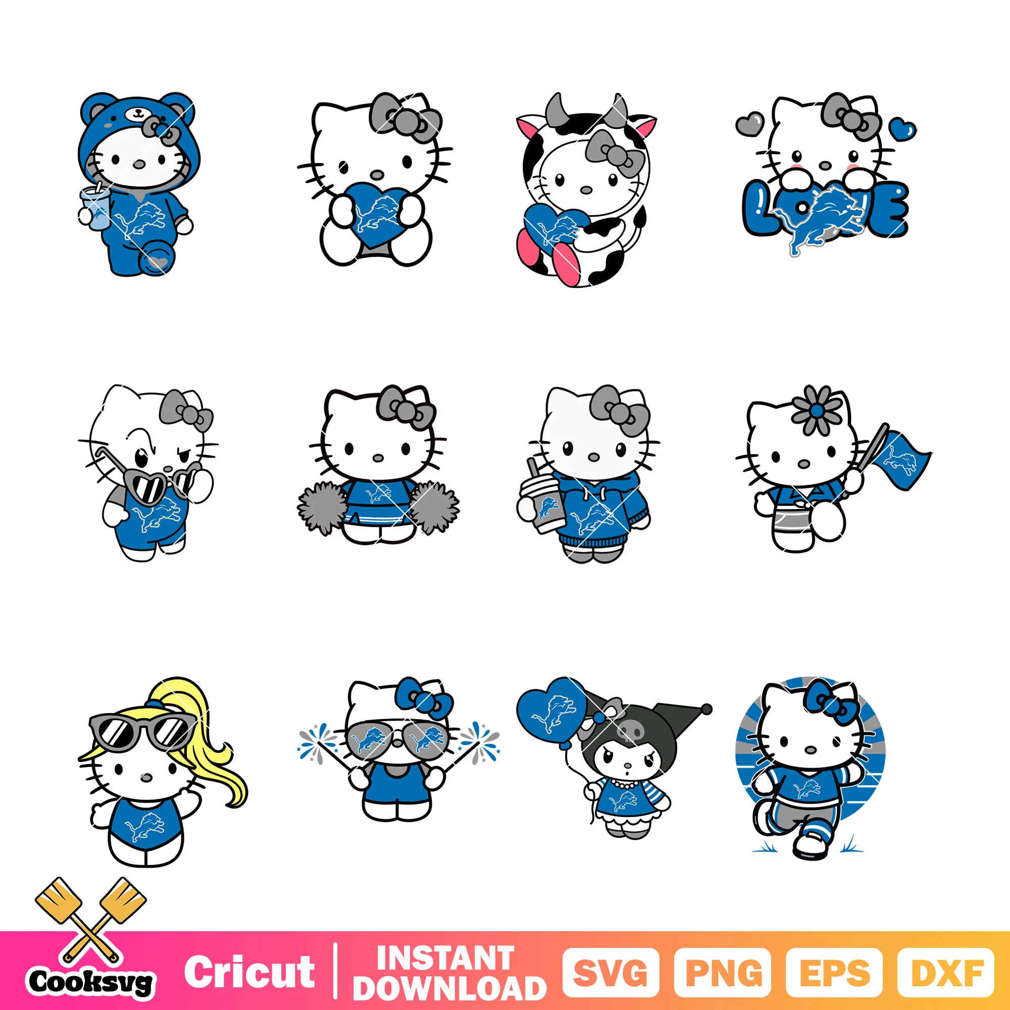 Hello kitty detroit lions bundle svg, detroit lions nfl svg