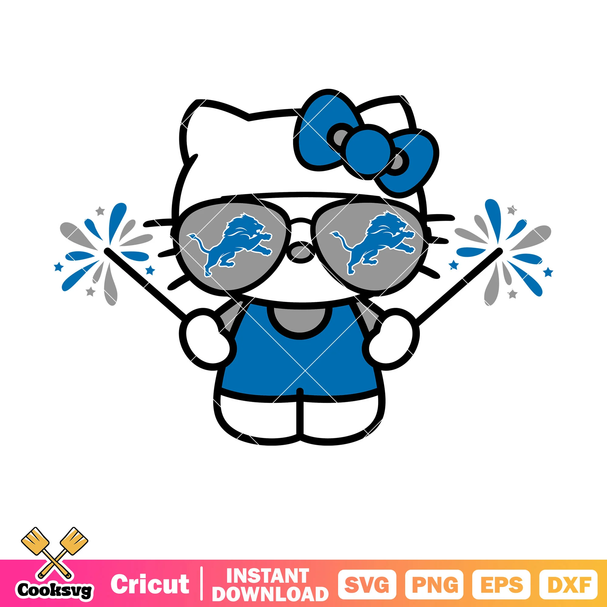 Hello kitty detroit lions firework svg, detroit lions logo svg