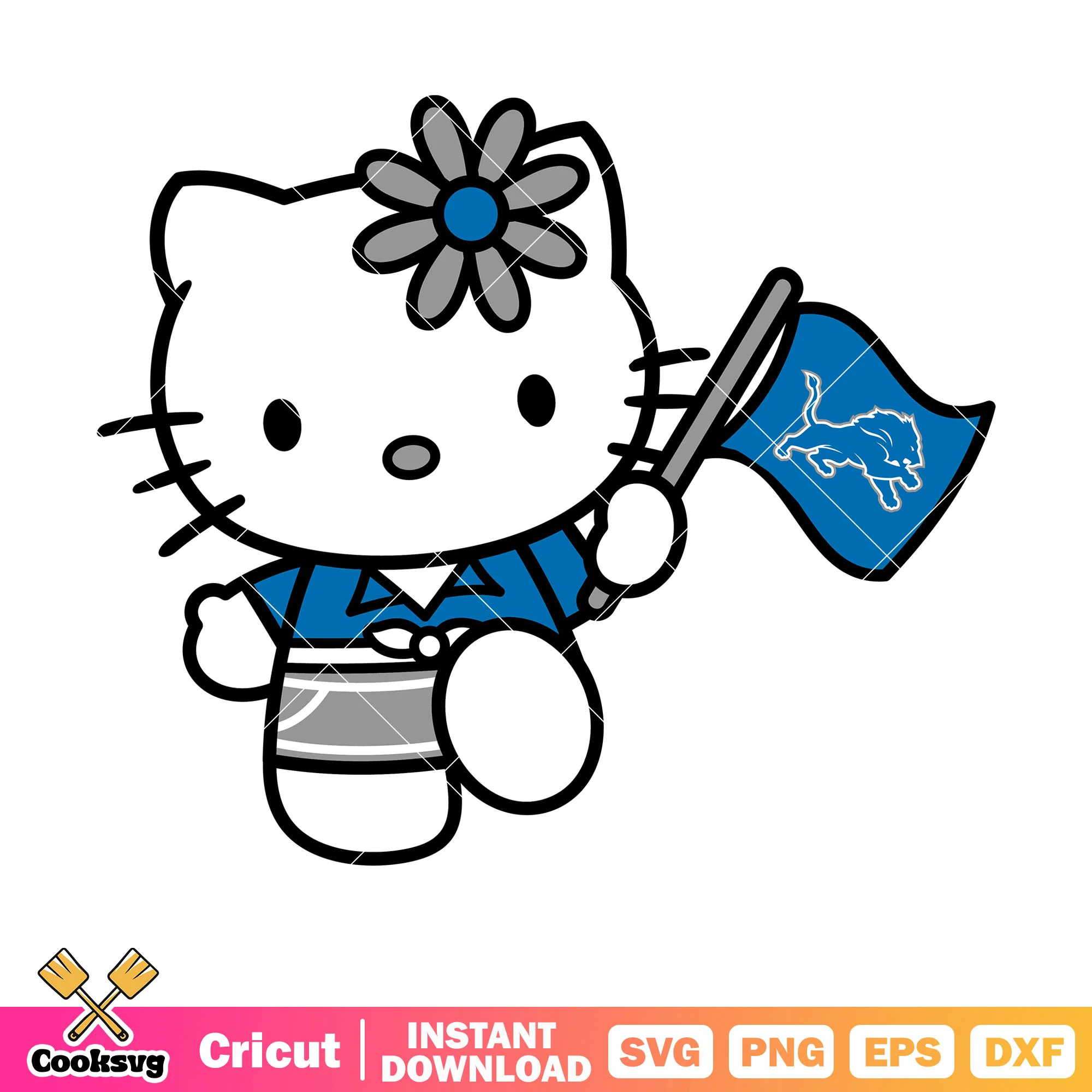 Hello kitty detroit lions flag svg, detroit lions flag svg