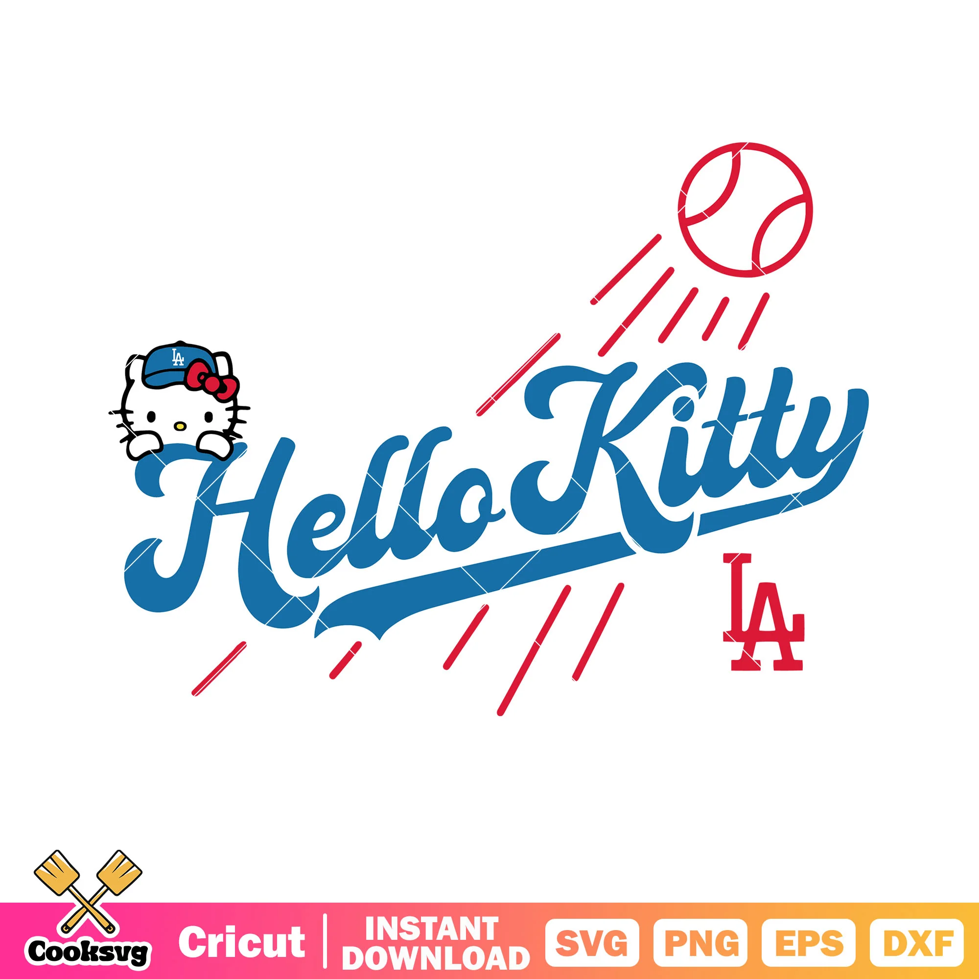 Hello Kitty Dodgers Baseball logo svg, hello kitty dodgers svg