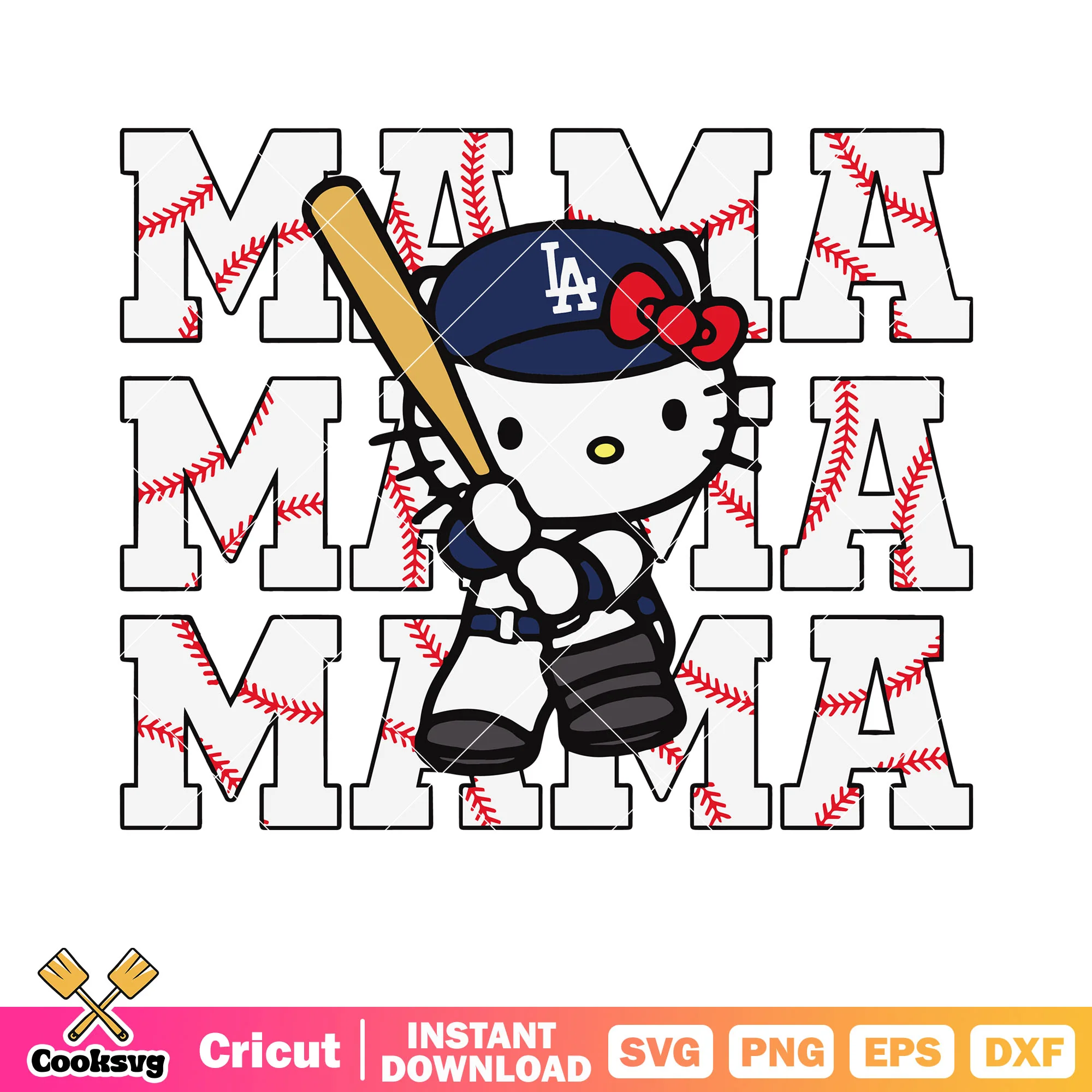 Hello Kitty Dodgers Baseball svg, hello kitty dodgers svg